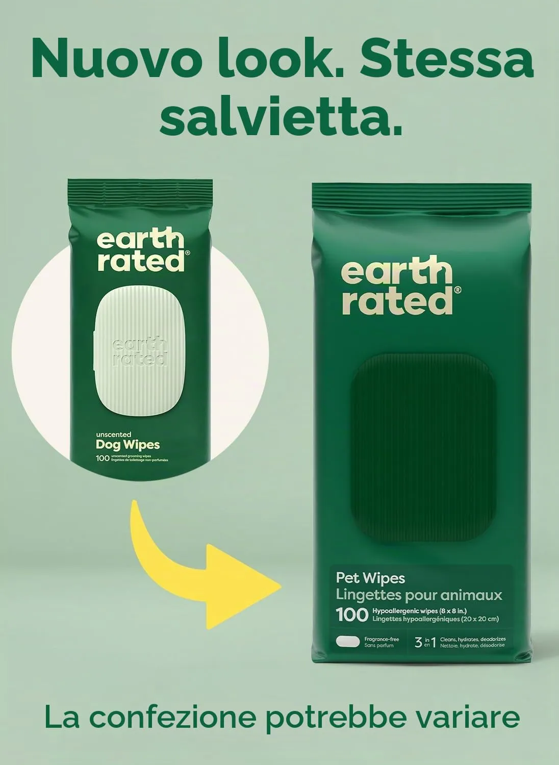 Earth Rated Salviette Ipoallergeniche per Cani, Senza Profumo, 100 Pezzi - immagine 2