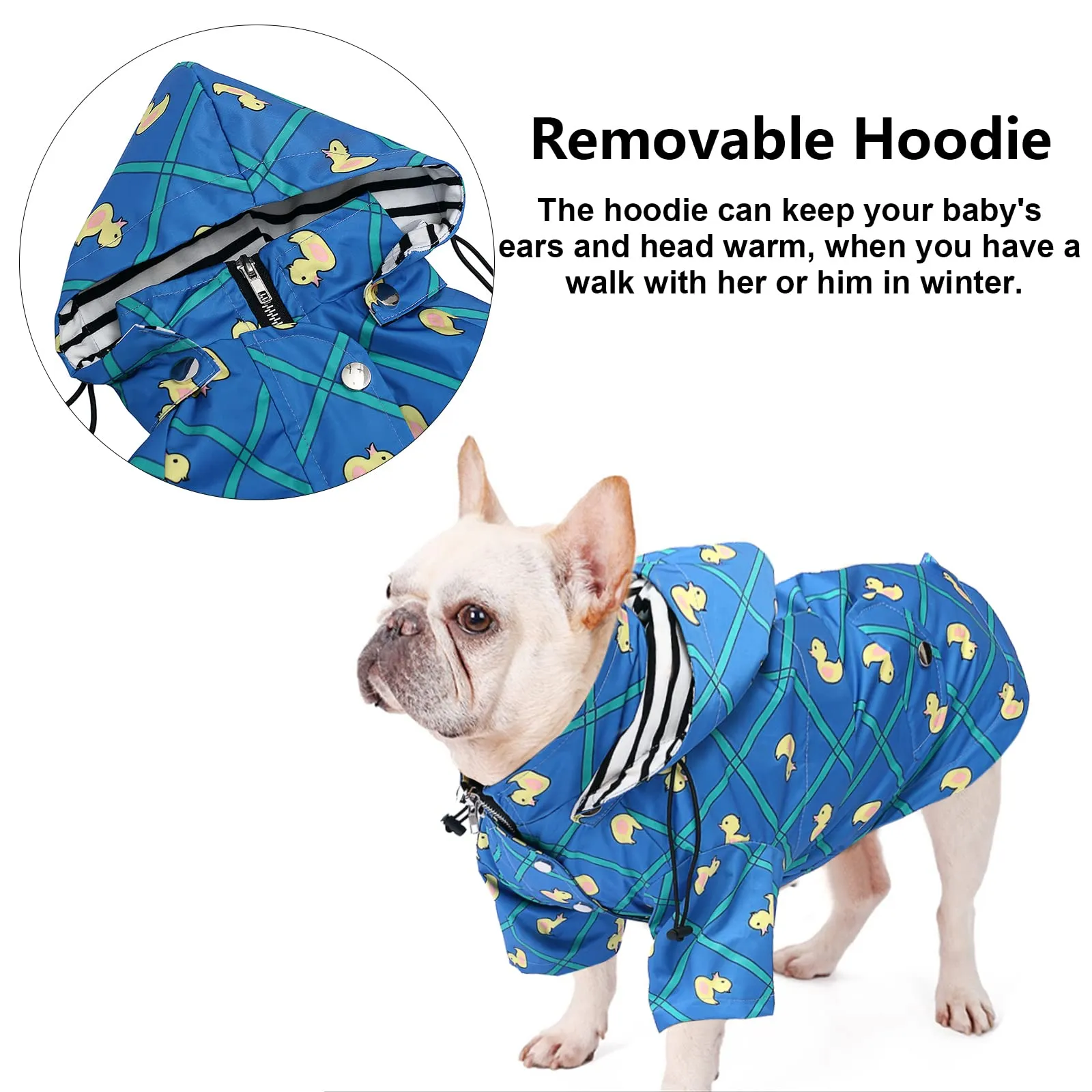 Morezi Impermeabile per Cani con Cappuccio Staccabile, Blu Plaid, XL - immagine 5