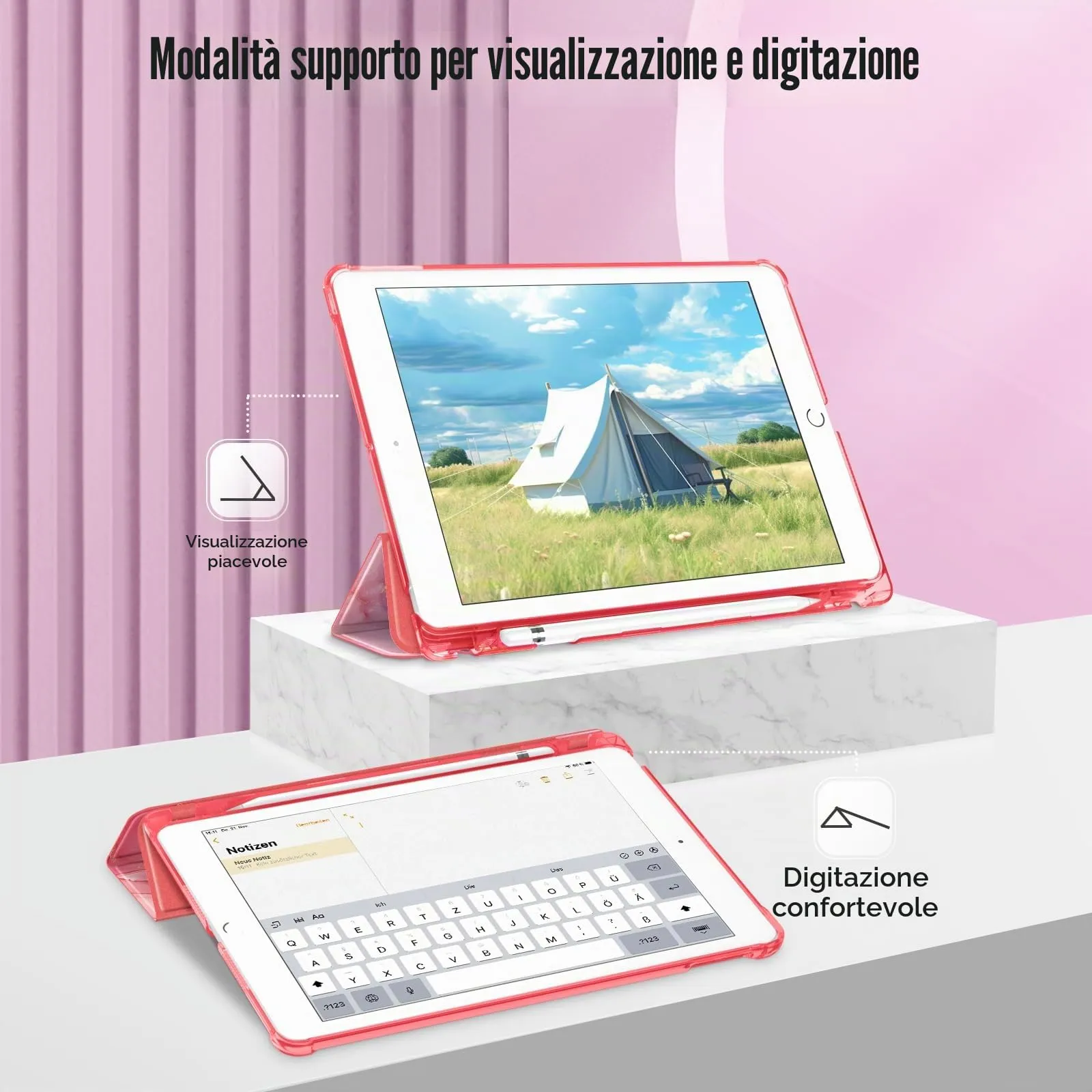 FINTIE Cover per iPad 10.2 pollici (9a/8a/7a Generazione, 2021/2020/2019) - Rosa Marble - immagine 3