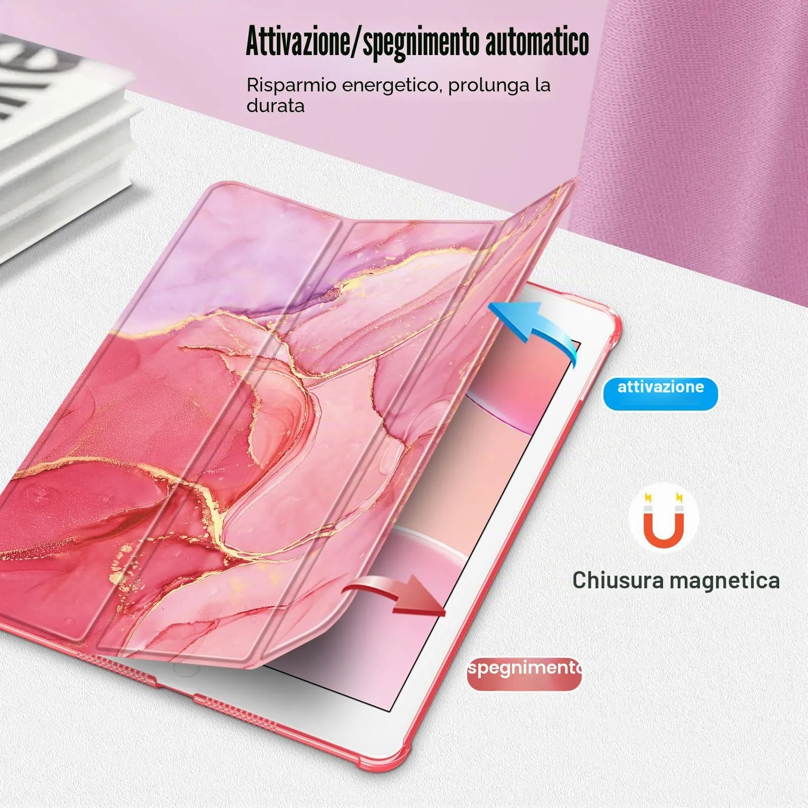 FINTIE Cover per iPad 10.2 pollici (9a/8a/7a Generazione, 2021/2020/2019) - Rosa Marble - immagine 8