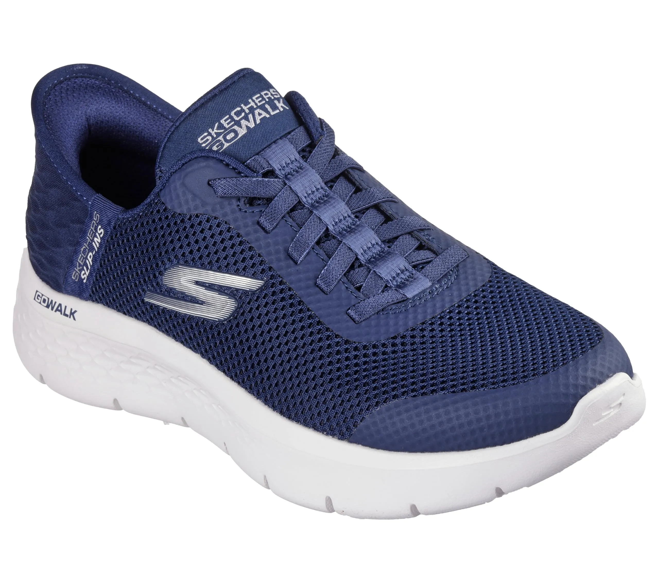 Skechers Go Walk Flex Grand Entry Trainers, Navy Textile/White Trim, 38 EU - immagine 8