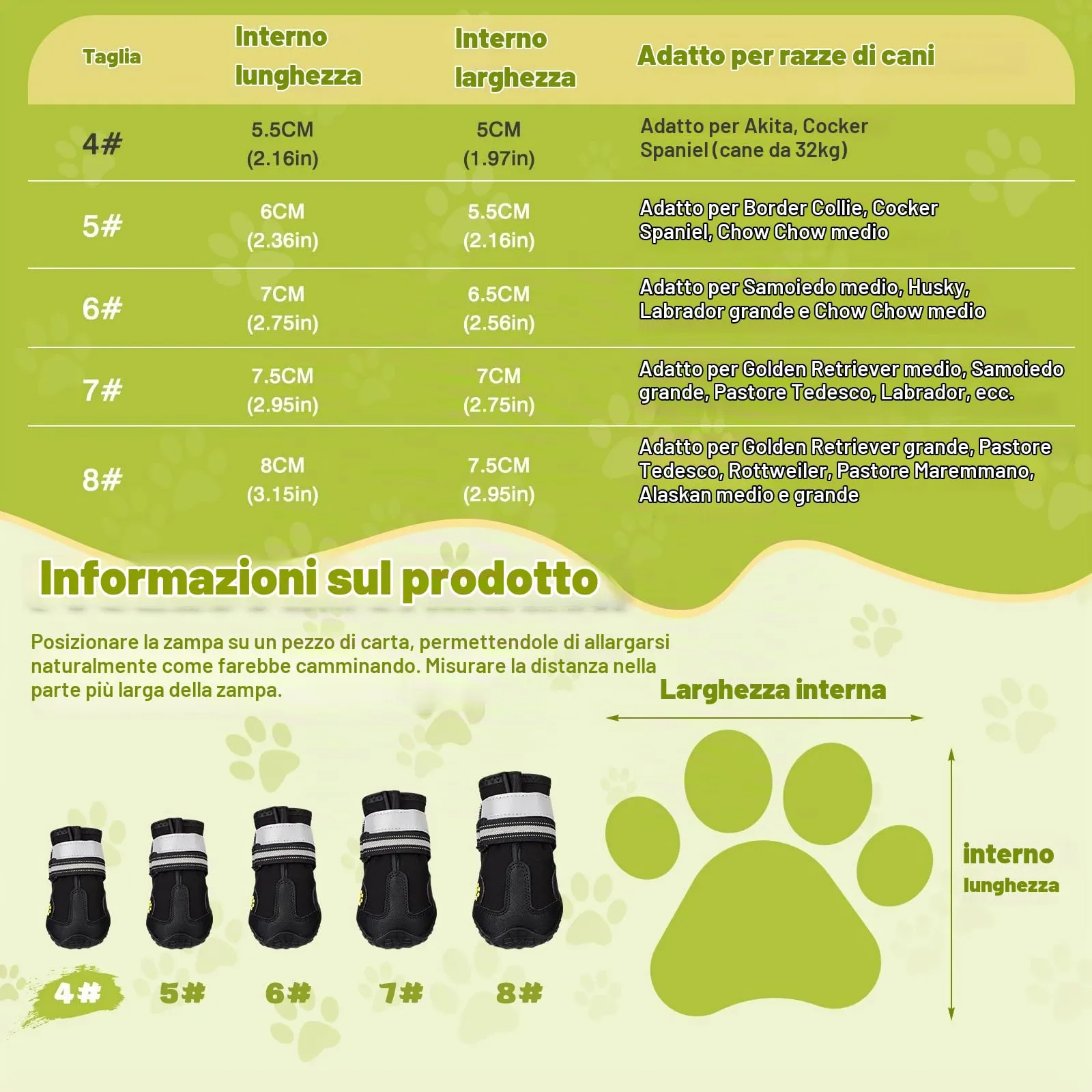 Faankiton Stivali per Cani Impermeabili con Cinghie Riflettenti e Suola Antiscivolo, Media e Grande (4#), Nero - immagine 7