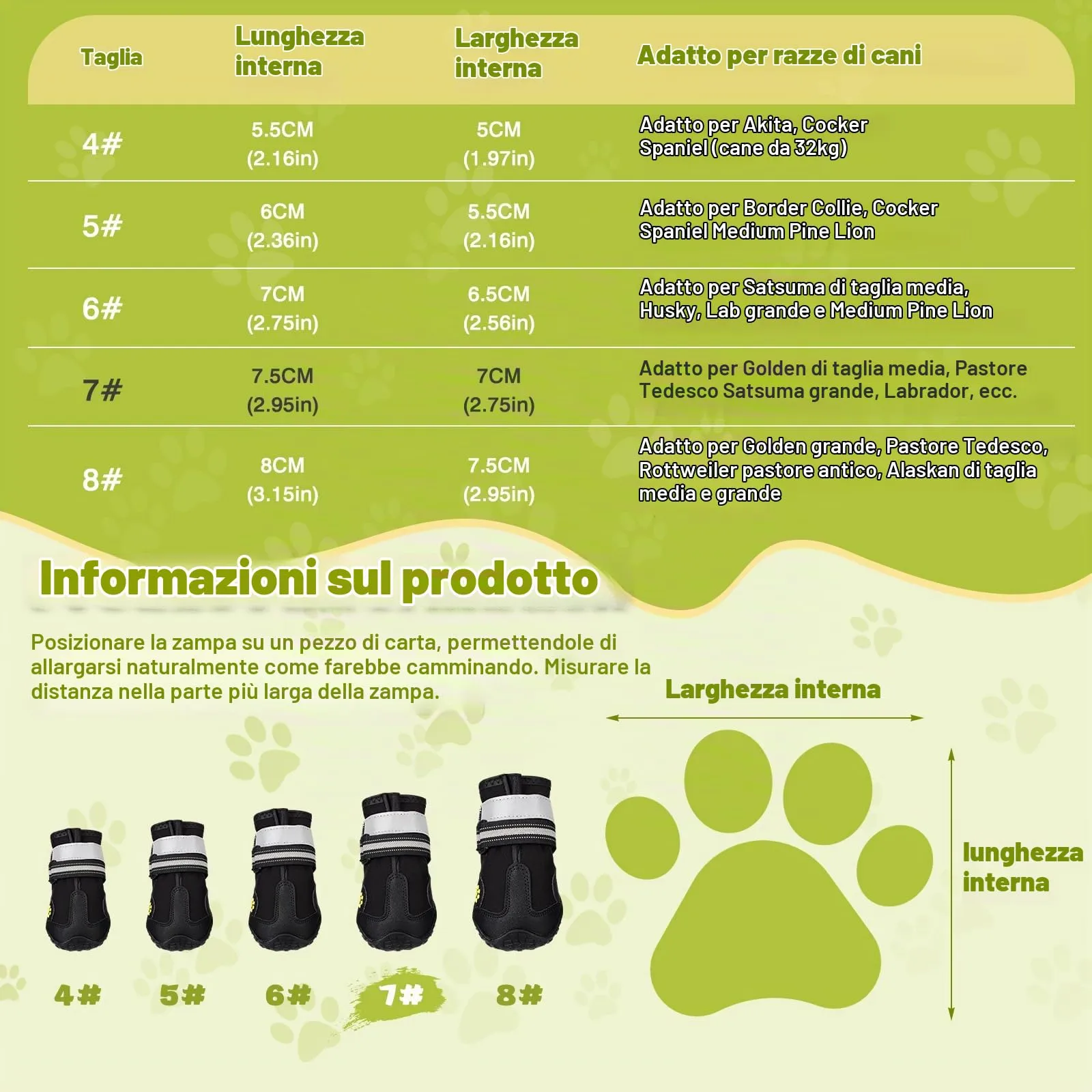 Faankiton Stivali per Cani Impermeabili con Cinghie Riflettenti e Suola Antiscivolo per Cani Media e Grande, 4 Pezzi, 7# - immagine 7