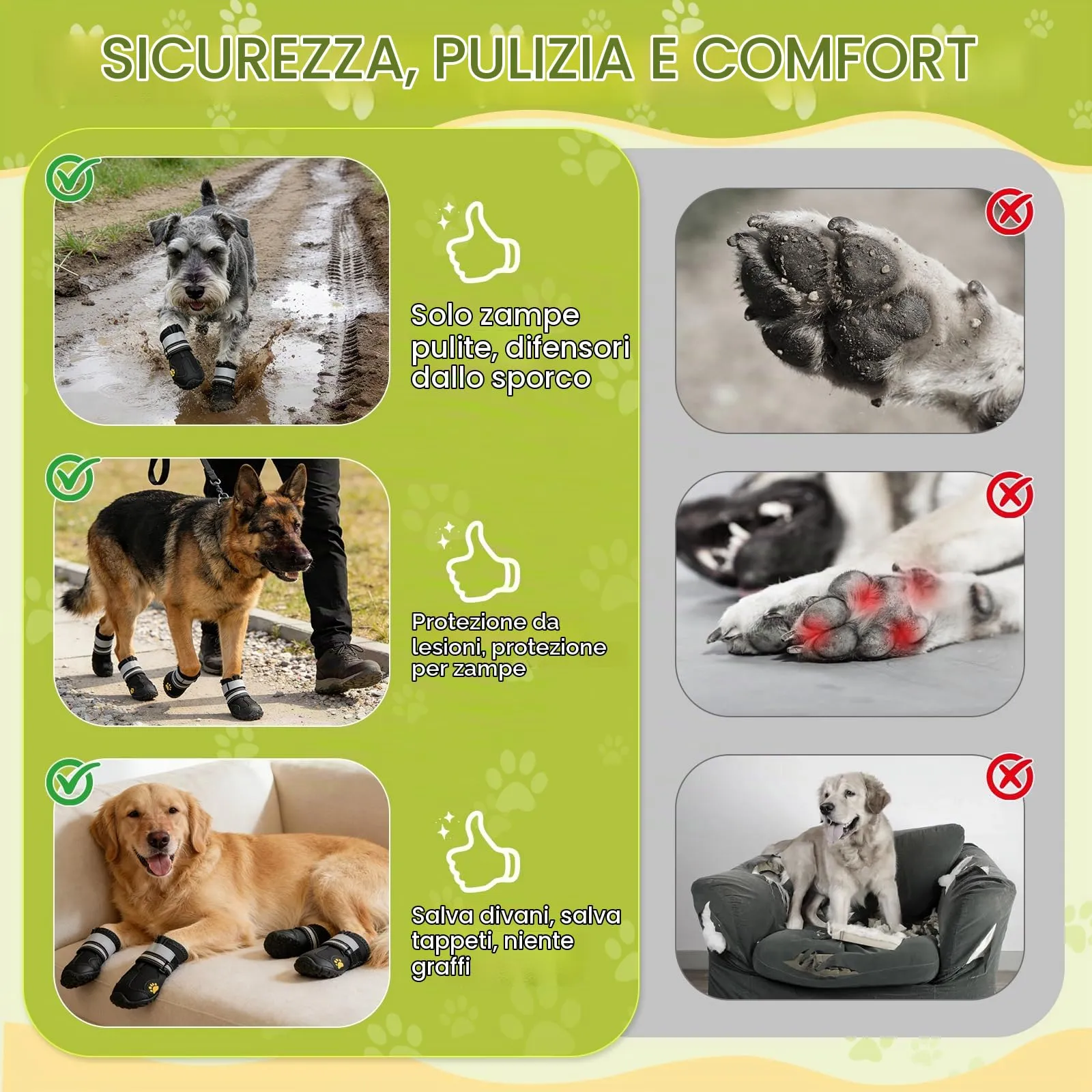Faankiton Stivali per Cani Impermeabili con Cinghie Riflettenti e Suola Antiscivolo per Cani Media e Grande, 4 Pezzi (8#) - immagine 5