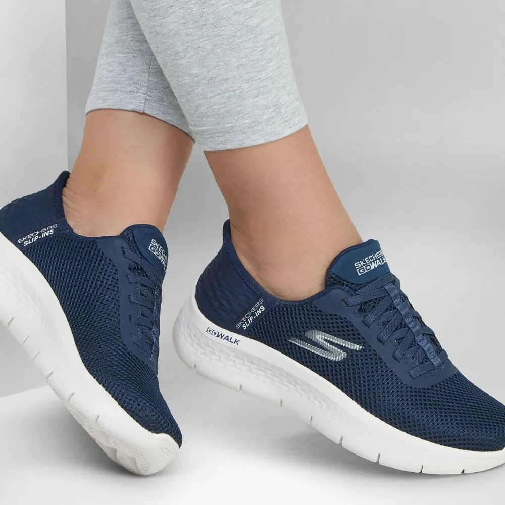 Skechers Women's Go Walk Flex Grand Entry Trainers, Navy Textile/White Trim, 40 EU - immagine 5
