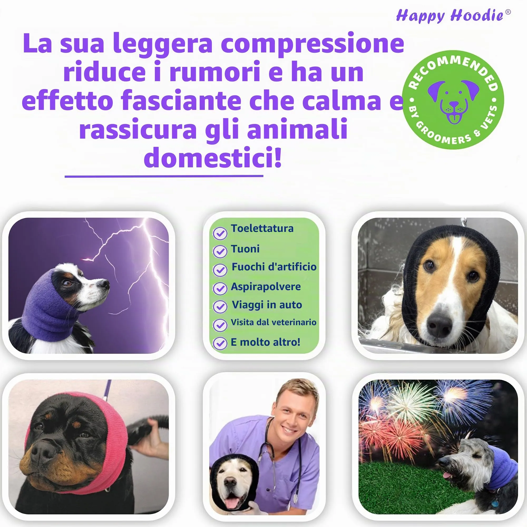ZONI PETS Happy Hoodie Fascia Calmante per Cani e Gatti, XL, Blu - immagine 3