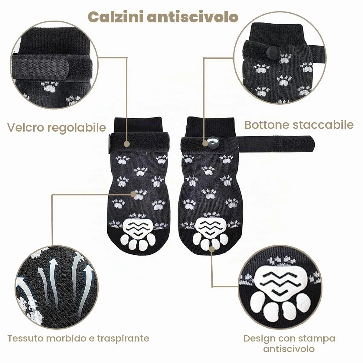 Tsathoggua Calzini Antiscivolo per Cani, Regolabili per Interni, Piccola e Media Taglia, Large - immagine 3