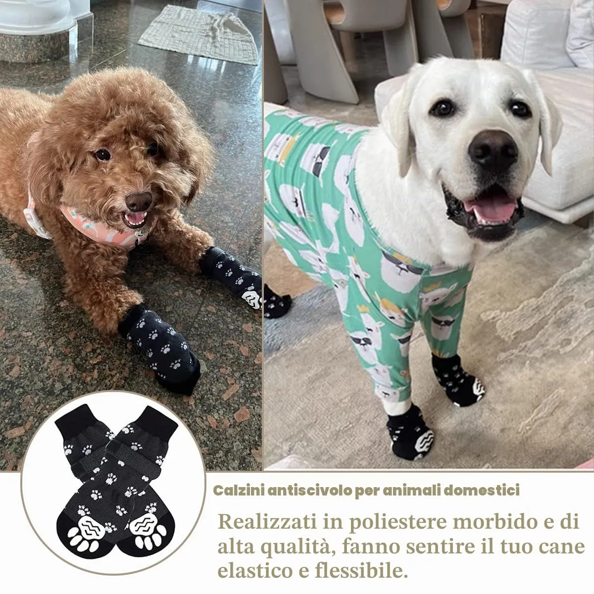 Tsathoggua Calzini Antiscivolo per Cani, Regolabili per Interni, Piccola e Media Taglia, Large - immagine 4