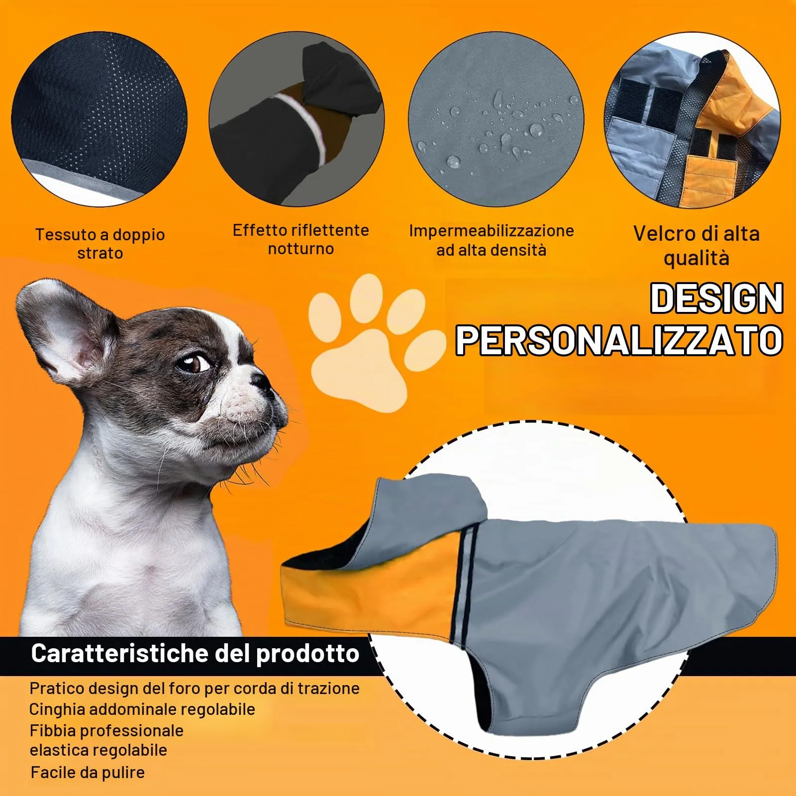 SLE Impermeabile per Cani con Cappuccio, Riflettente e Traspirante, Taglia XL - immagine 6