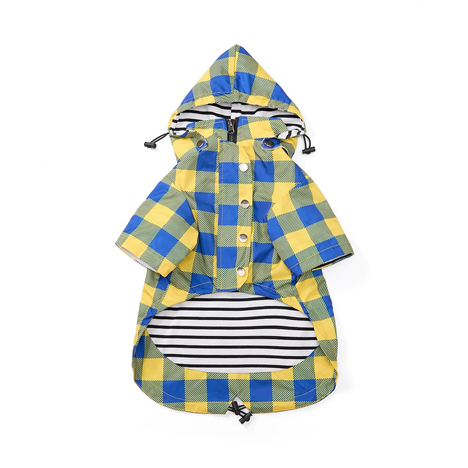 Impermeabile Morezi per cani, traspirante con cappuccio staccabile e cerniera, Quadretti Giallo, XL - immagine 1