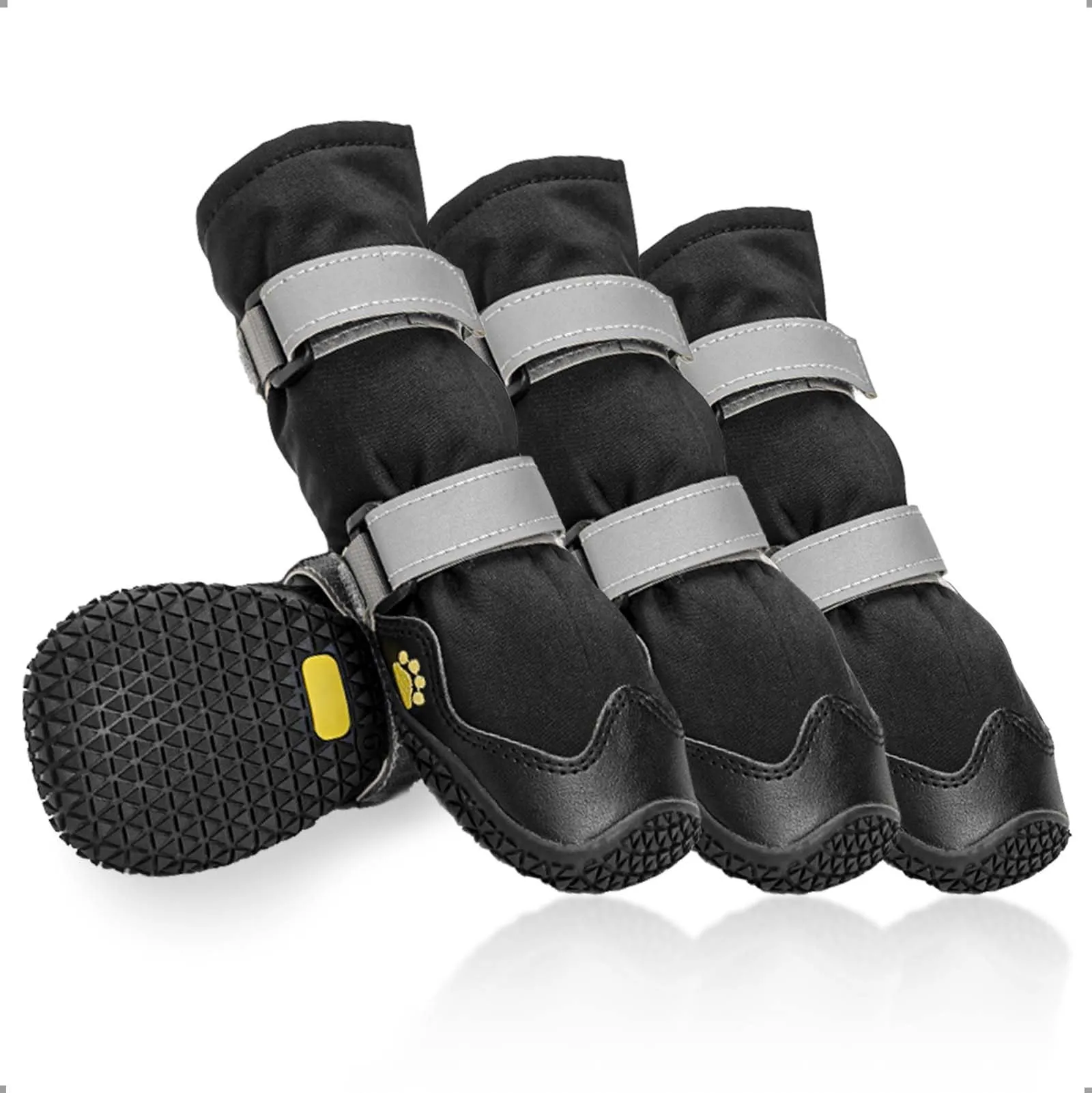 OHCOZZY Scarpette Antiscivolo Impermeabili per Cani con Cinghie Riflettenti, 4 Pezzi (L, Nero) - immagine 1
