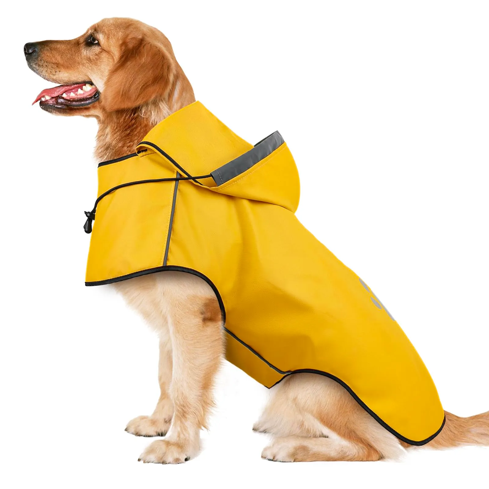 DQGHQME Impermeabile per Cane con Cappuccio, Regolabile, Nastro Riflettente e Foro per Colletto - L - immagine 1