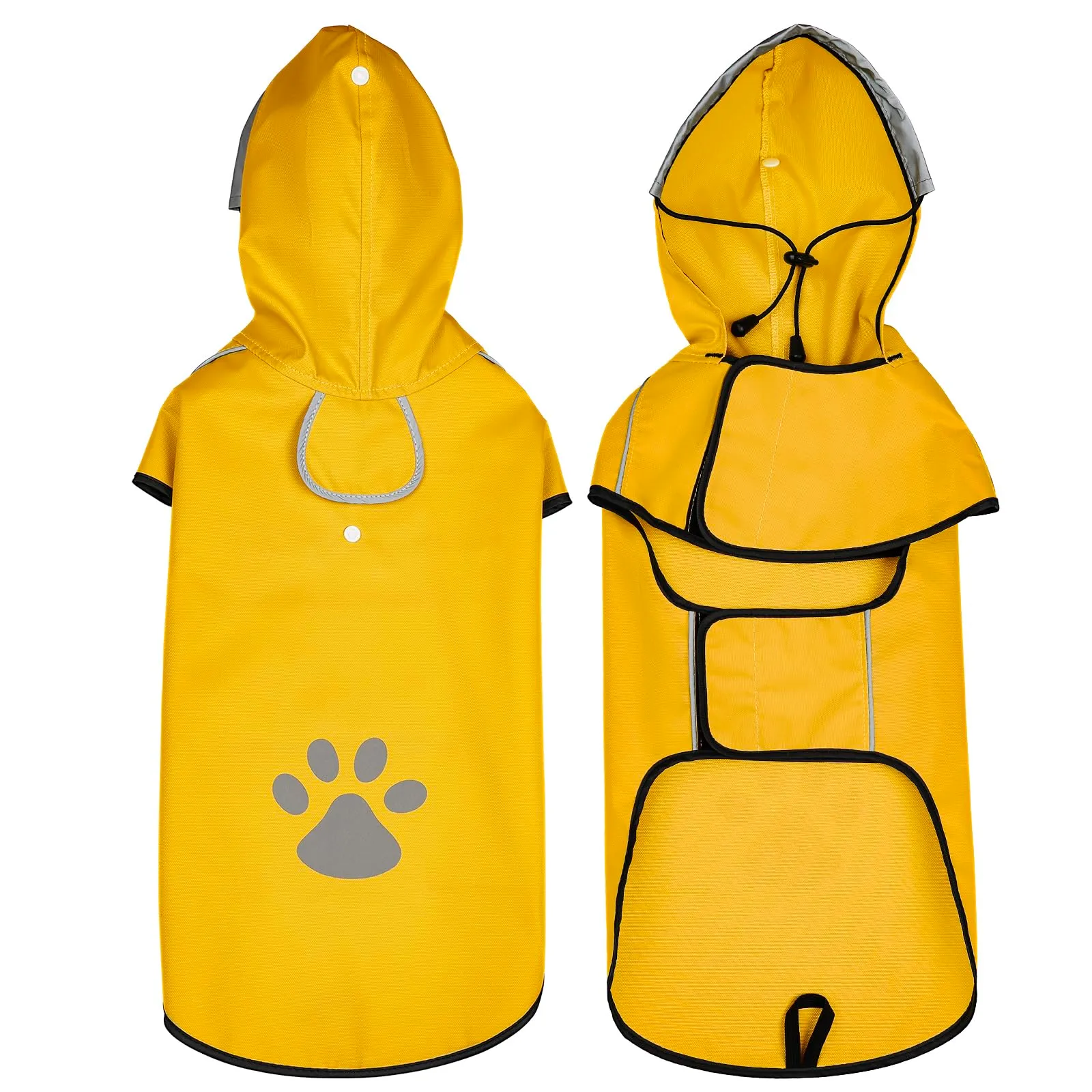 DQGHQME Impermeabile per Cane con Cappuccio, Regolabile, Nastro Riflettente e Foro per Colletto - L - immagine 2