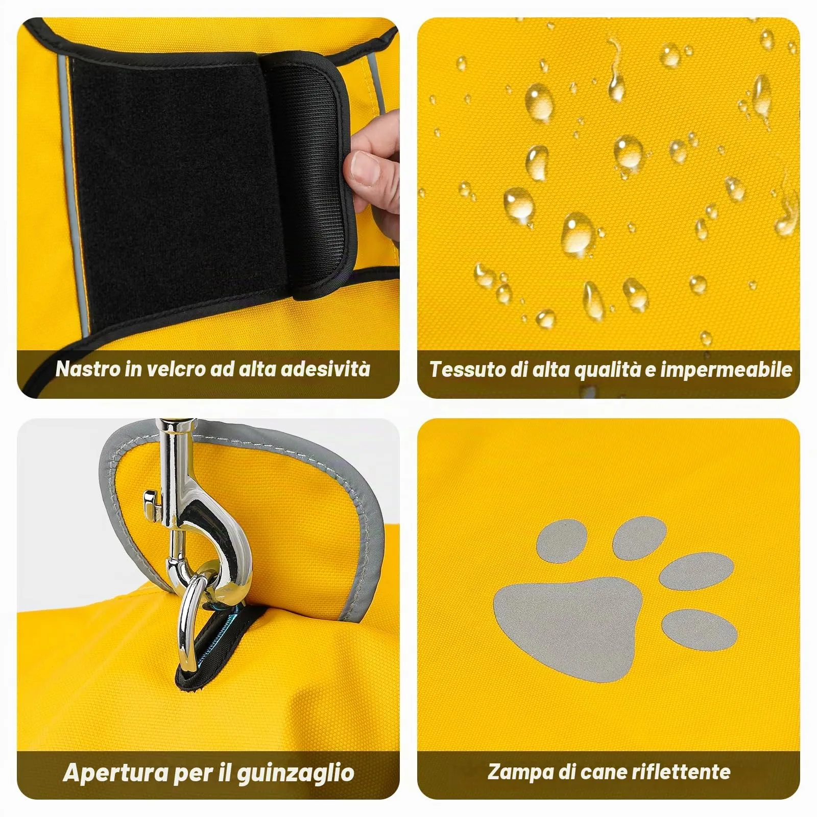 DQGHQME Impermeabile per Cane con Cappuccio, Regolabile, Nastro Riflettente e Foro per Colletto - L - immagine 5