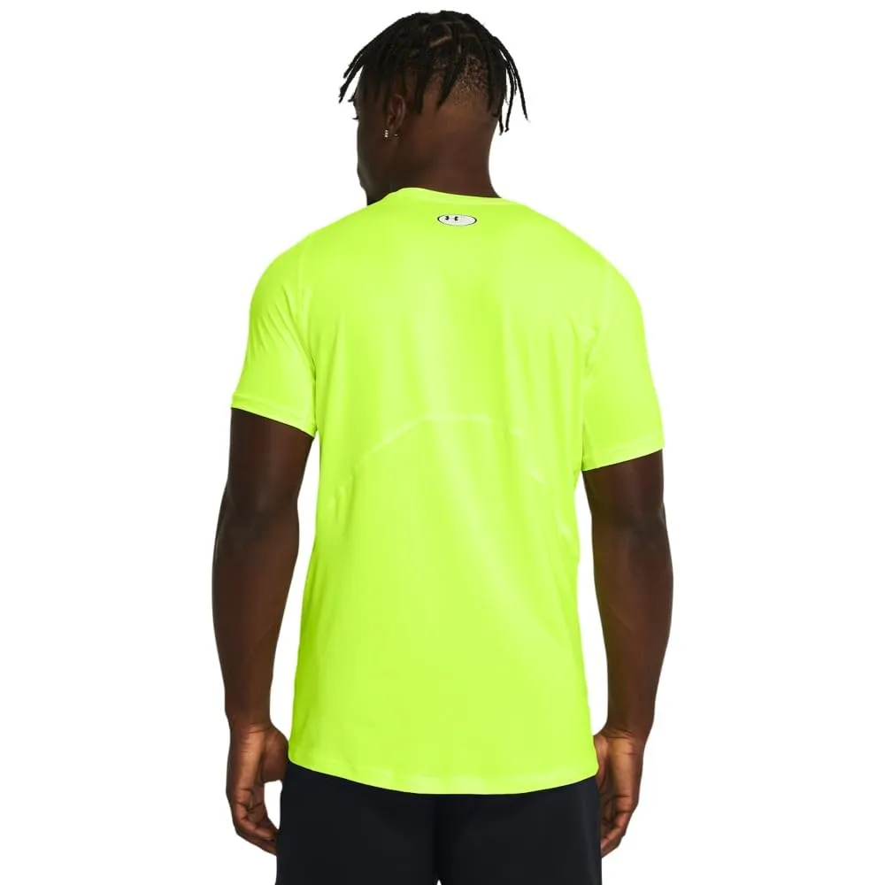 Under Armour HeatGear T-Shirt a Maniche Corte Aderente, Giallo, XL - immagine 2