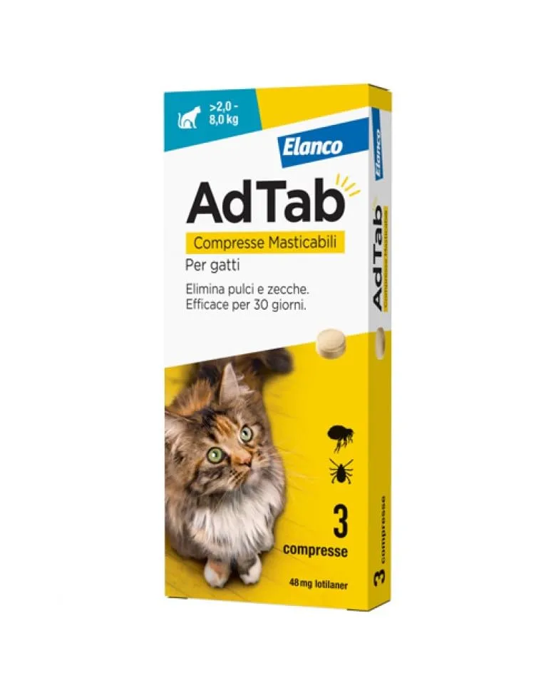 FarmaPets AdTab Compresse Masticabili per gatti da 2,0-8,0 Kg, 3 compresse - immagine 2