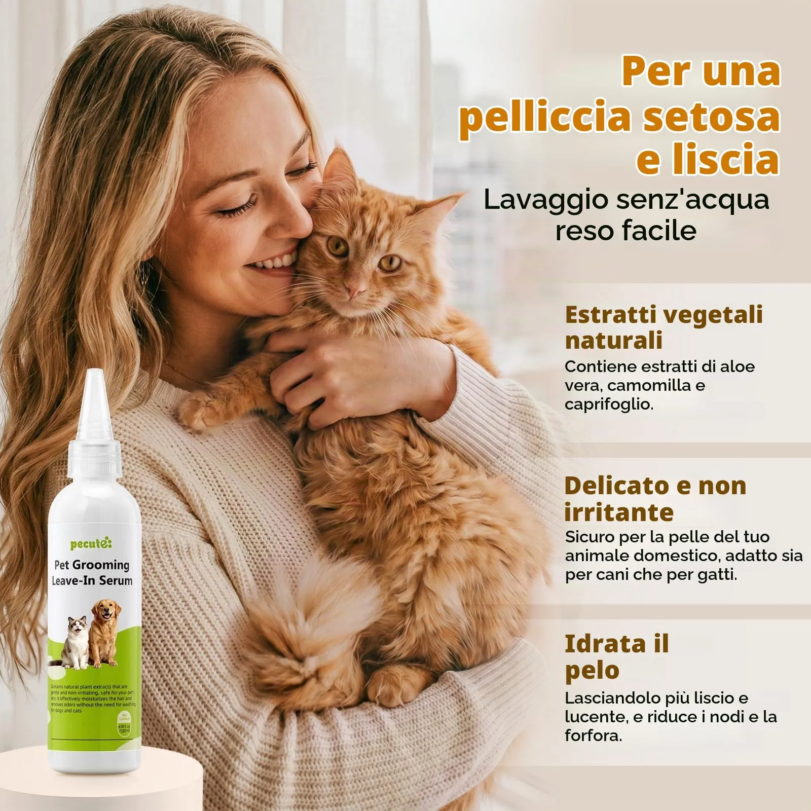 Pecute Cat Steamy Brush, Spazzola a Vapore con 120ml Olio Essenziale - immagine 2