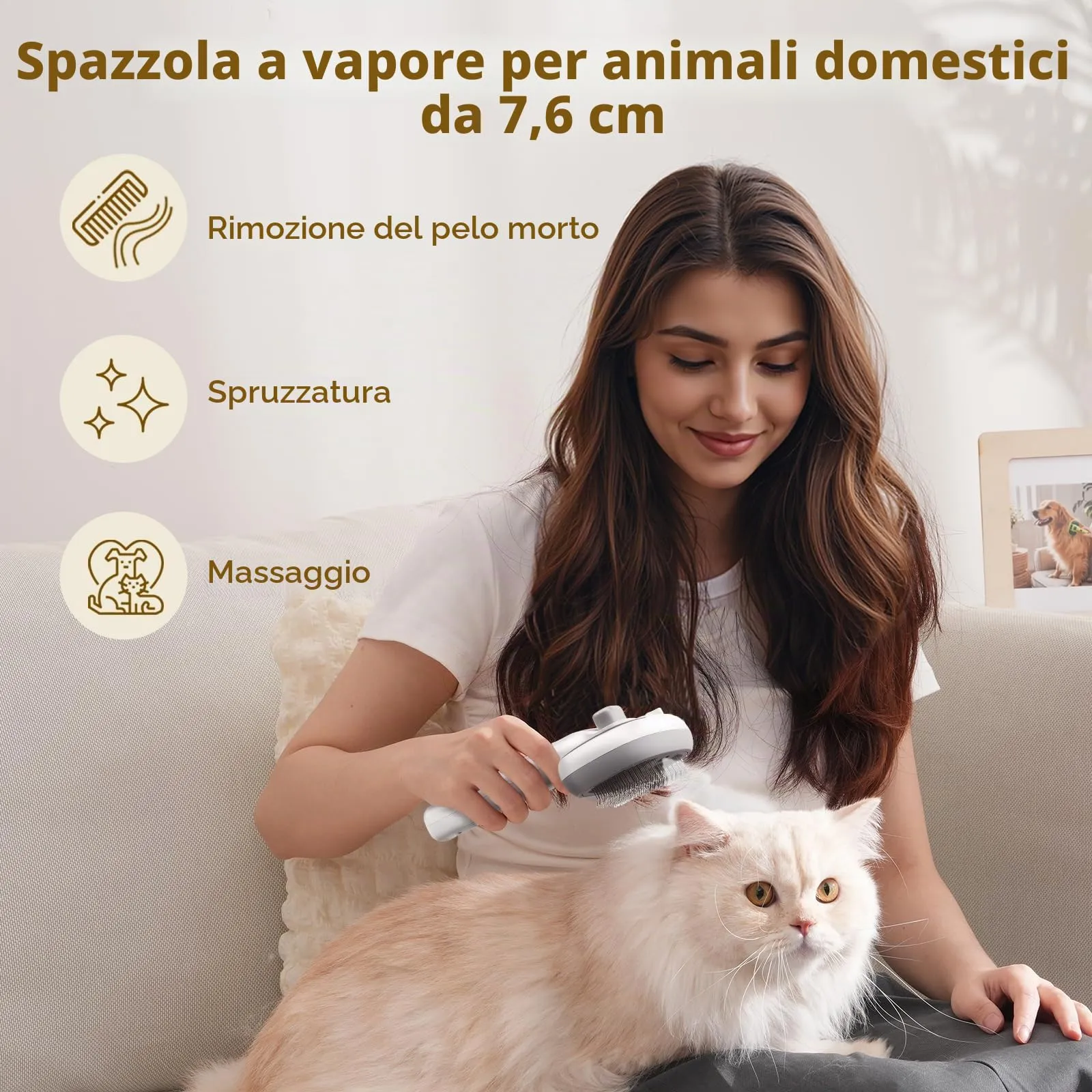Pecute Cat Steamy Brush, Spazzola a Vapore con 120ml Olio Essenziale - immagine 3