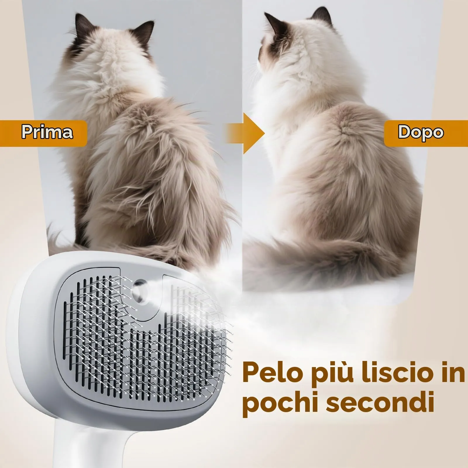 Pecute Cat Steamy Brush, Spazzola a Vapore con 120ml Olio Essenziale - immagine 7
