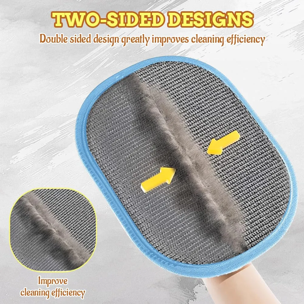 AMFUN Set di 2 Guanti magnetici in Pelliccia per rimozione Peli di Gatto e Cane, Blu - immagine 3