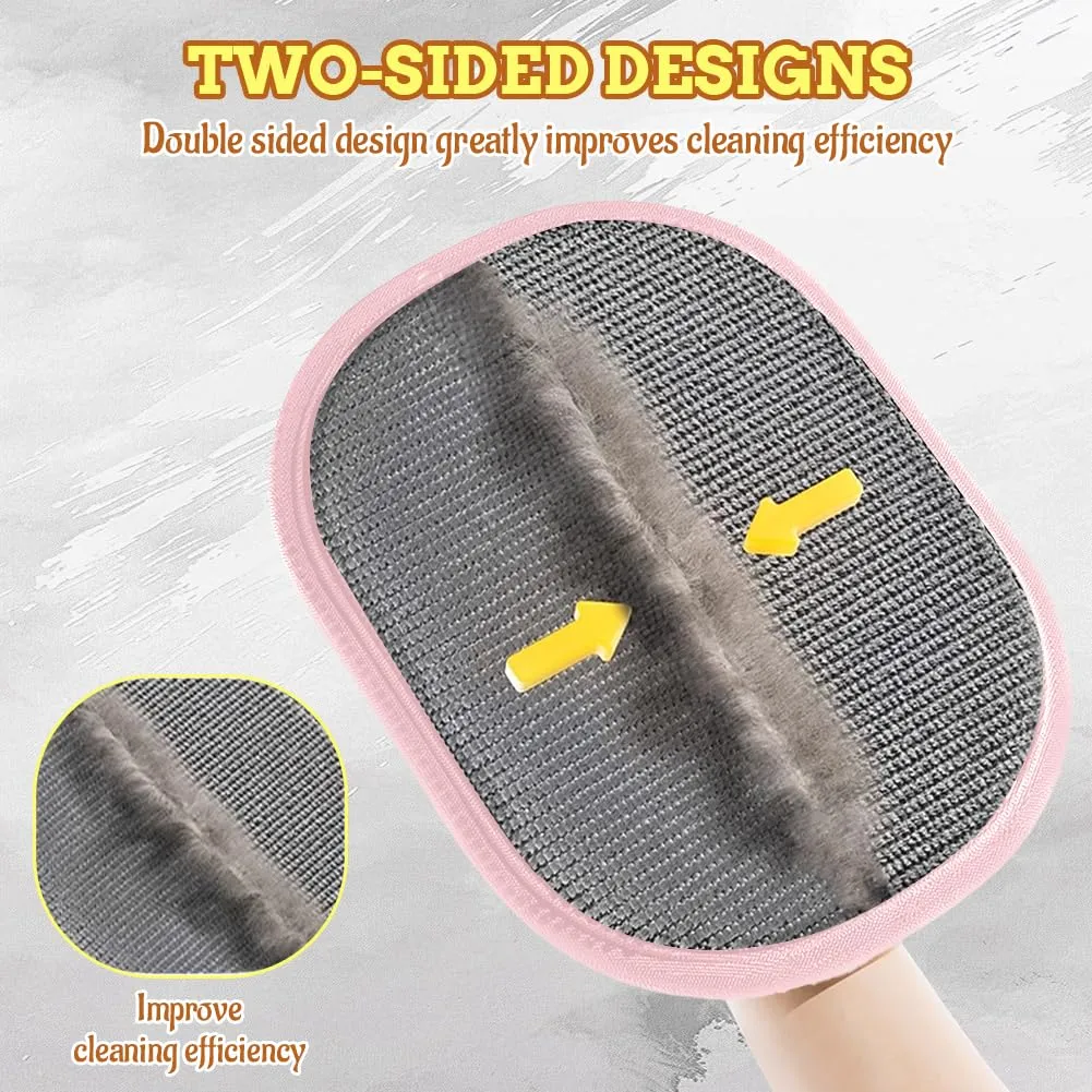 AMFUN Set di 2 Guanti Magnetici per Peli di Gatti e Cani, Effetto Elettrostatico per Tappeti e Divani, Rosa - immagine 3