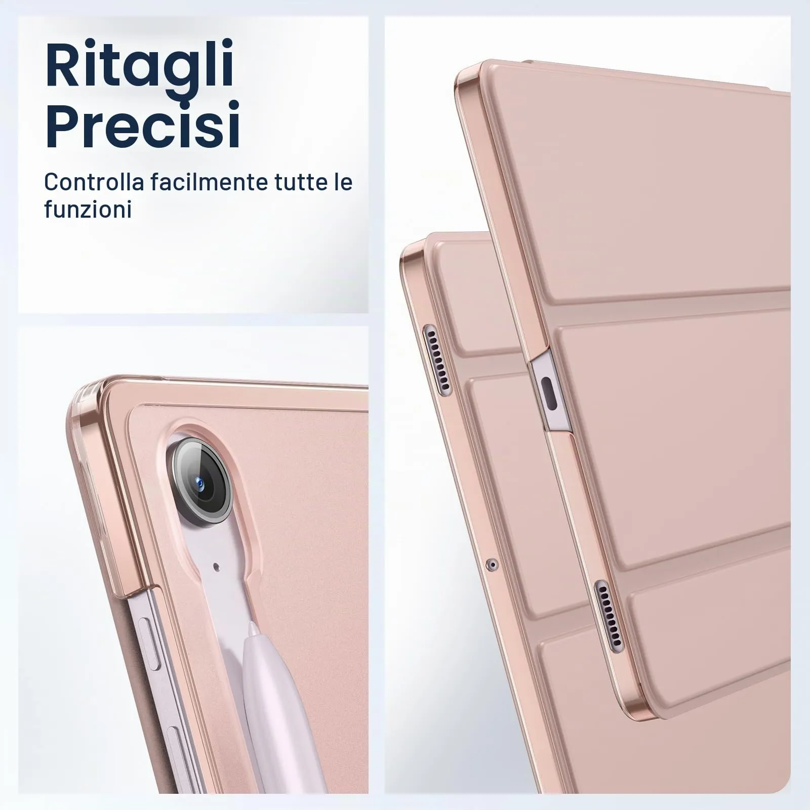 JETech Custodia per Samsung Galaxy Tab S10 Lite/S10 FE/S9 FE 10,9", Oro Rosa - immagine 6