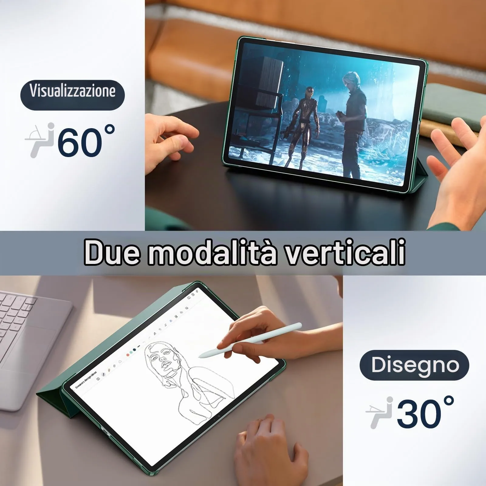 JETech Custodia per Samsung Galaxy Tab S10 Lite / S10 FE / S9 FE 10,9", Verde Notte - immagine 5