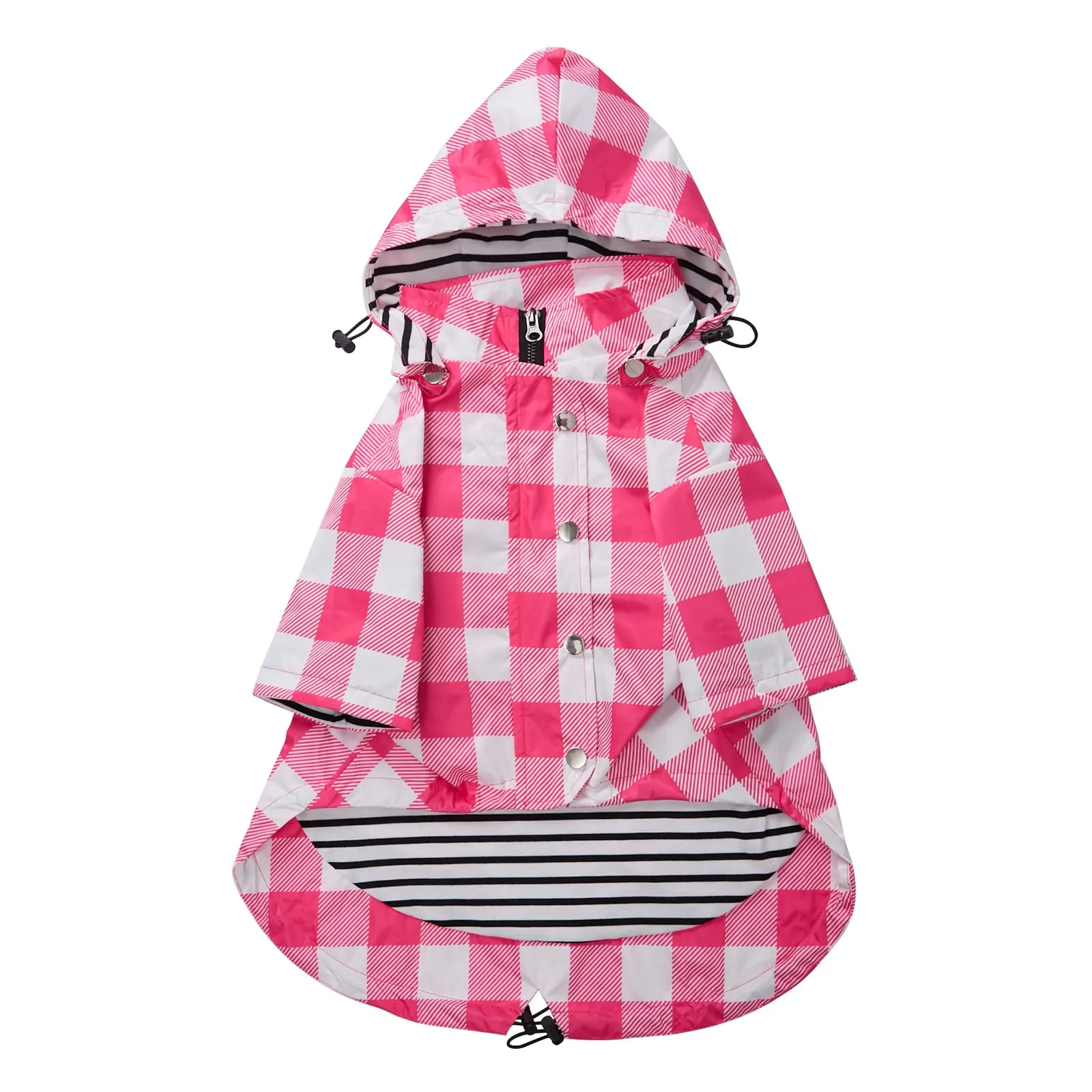 Morezi Impermeabile per cani con cappuccio staccabile, Quadretti Rosa, XL - immagine 1