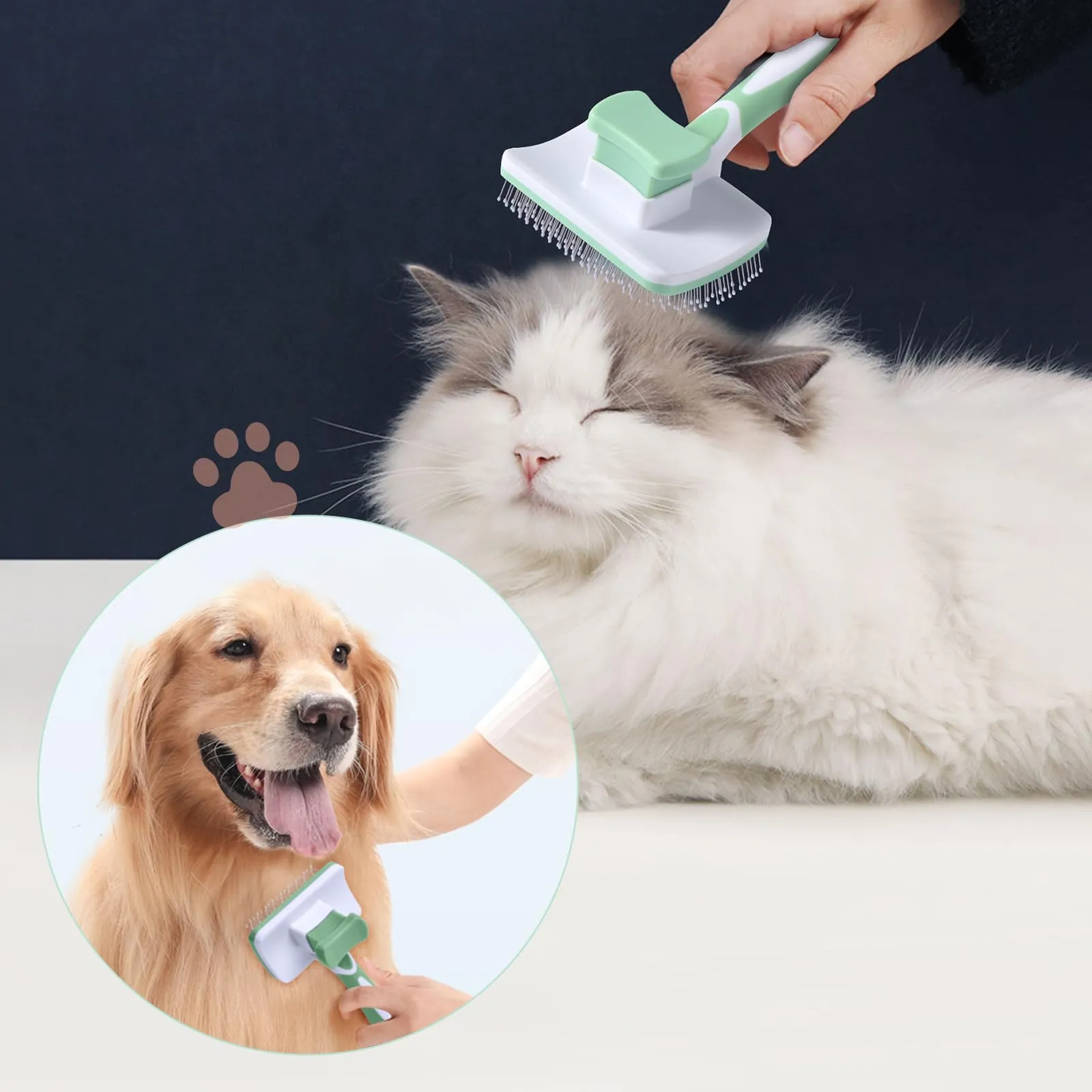 Vinabo Cardatore Autopulente per Gatti e Cani, Verde - immagine 4