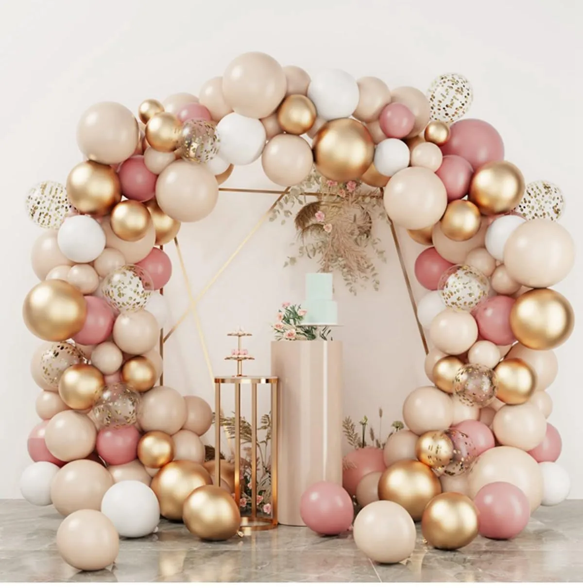 Balloon Garland Kit Arco Palloncini Rosa Oro, 102 Pezzi Ghirlanda Palloncini Oro Bianco Rosa e Nudo - immagine 3