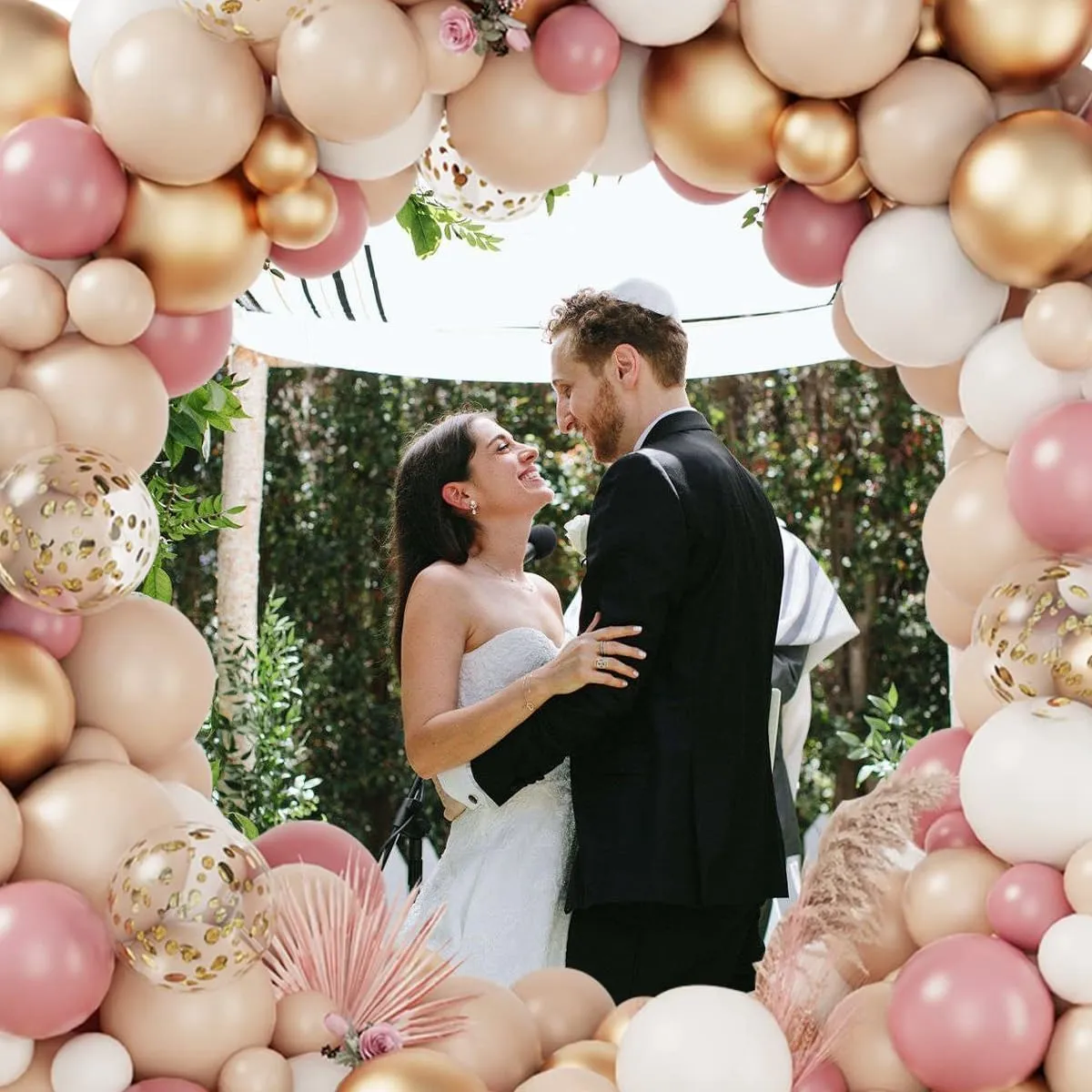 Balloon Garland Kit Arco Palloncini Rosa Oro, 102 Pezzi Ghirlanda Palloncini Oro Bianco Rosa e Nudo - immagine 8