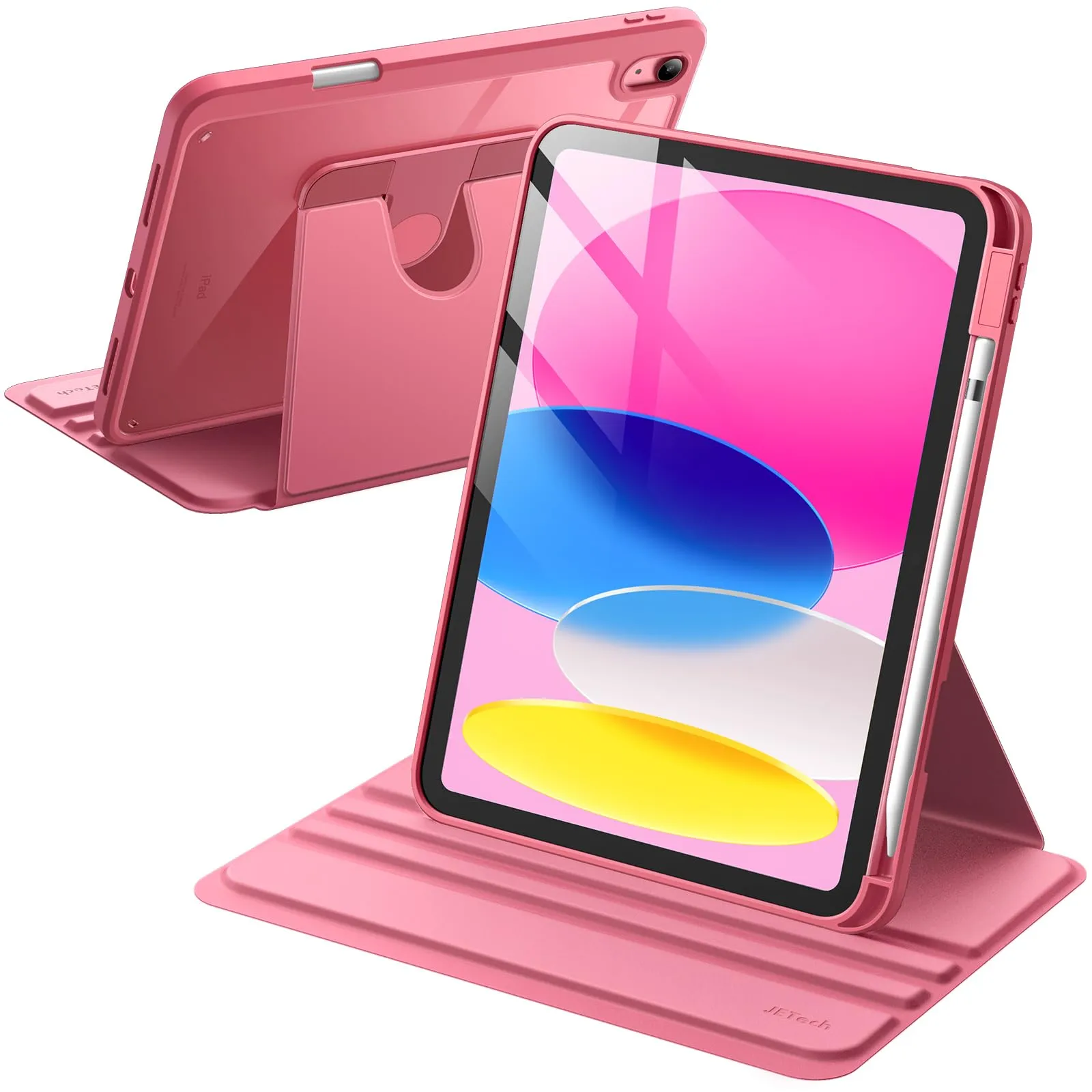 JETech Custodia Girevole per iPad 11ª/10ª Gen, Rosa - immagine 1