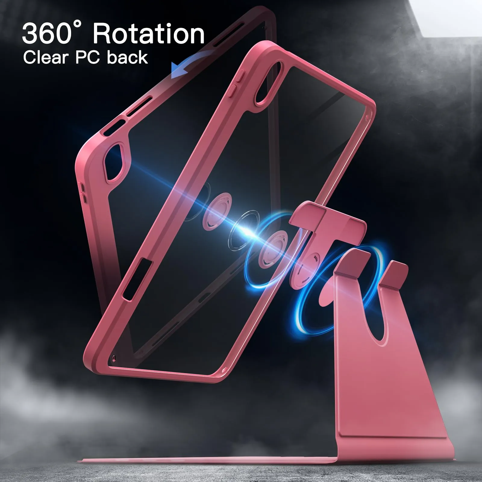 JETech Custodia Girevole per iPad 11ª/10ª Gen, Rosa - immagine 3