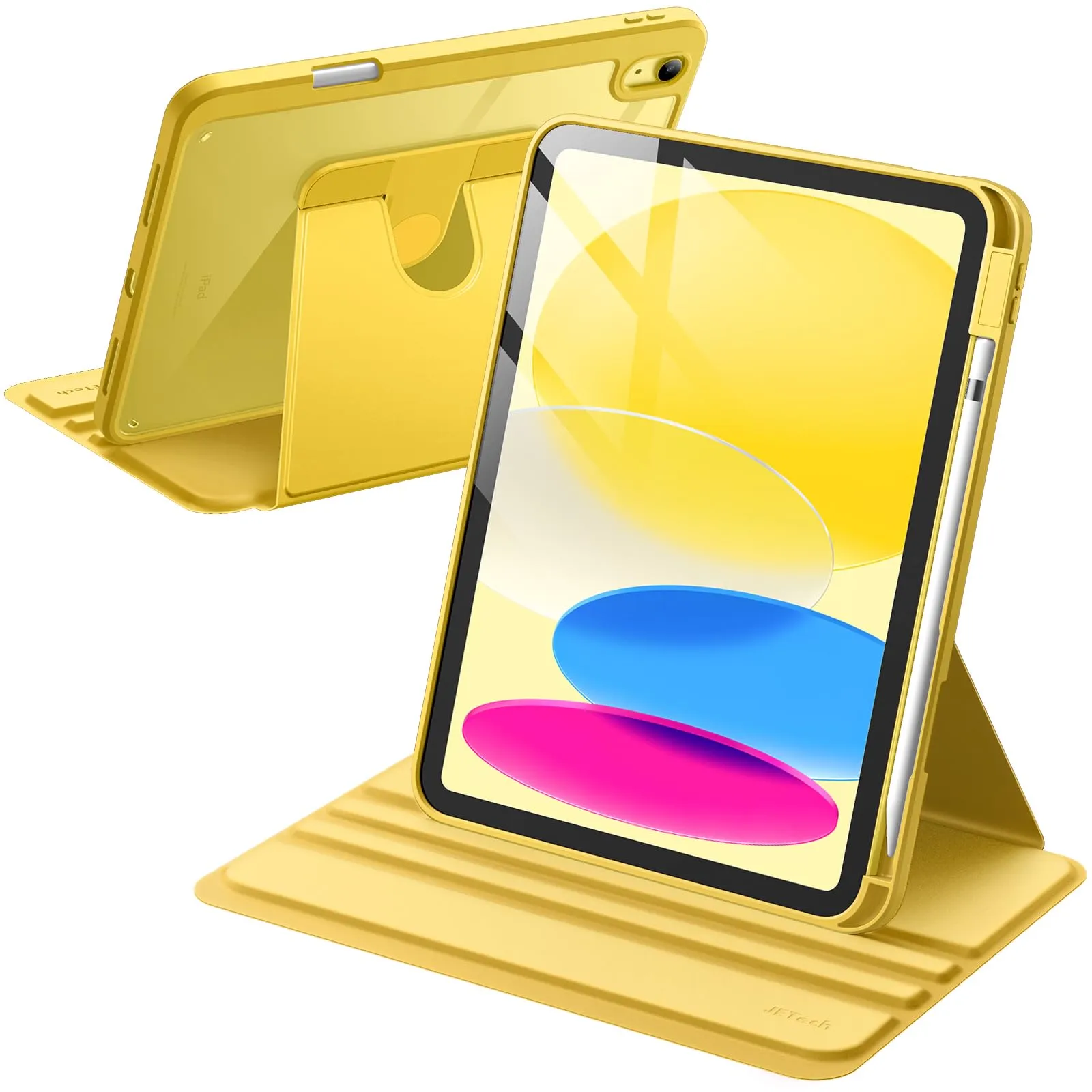 JETech Custodia Girevole per iPad 11ª/10ª Gen (A16), Giallo - immagine 1