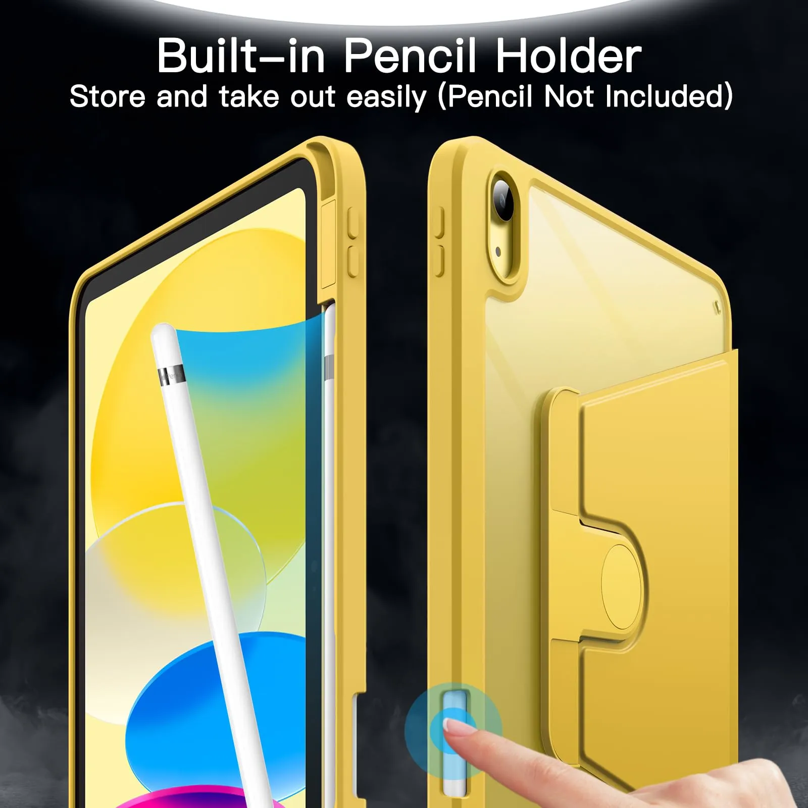 JETech Custodia Girevole per iPad 11ª/10ª Gen (A16), Giallo - immagine 5