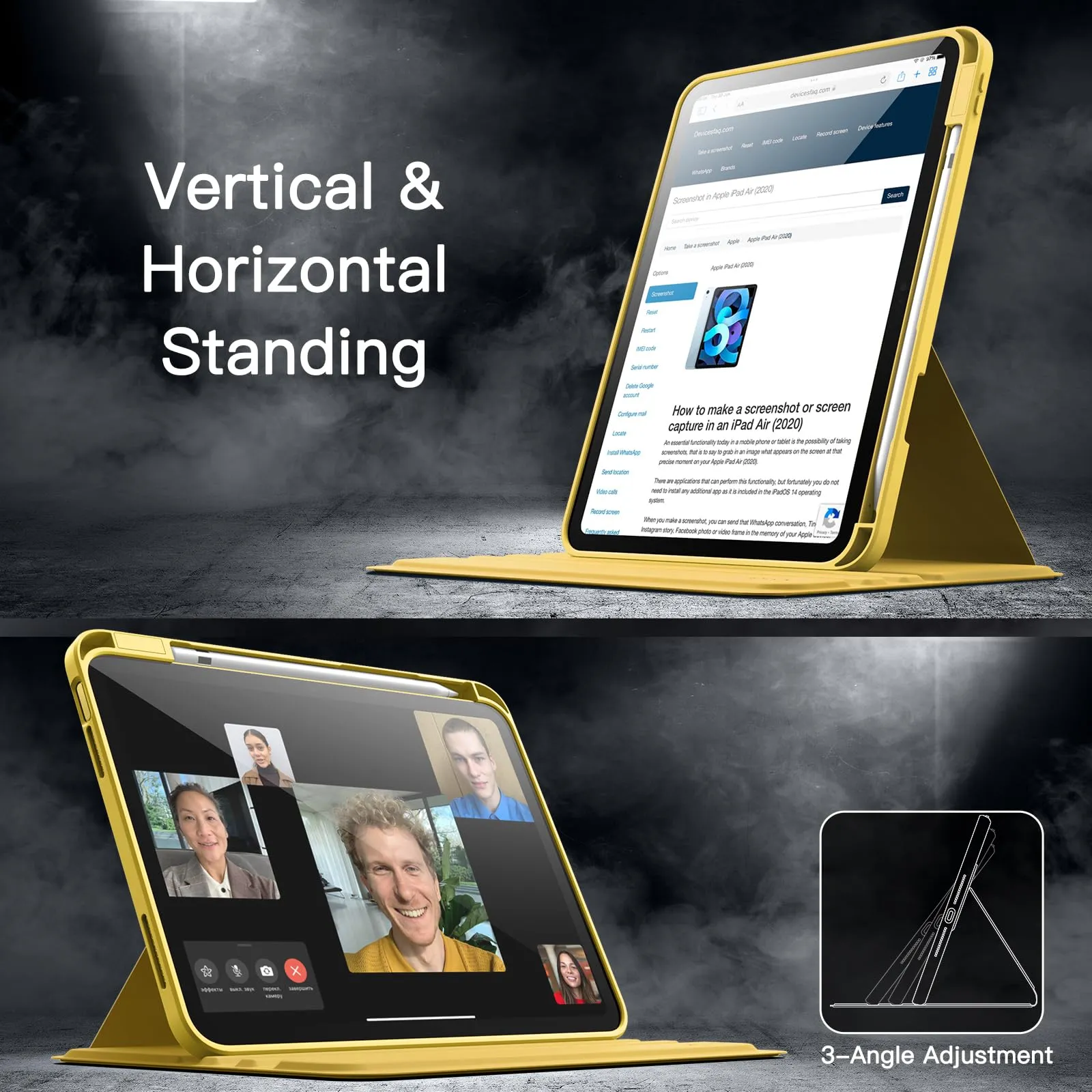 JETech Custodia Girevole per iPad 11ª/10ª Gen (A16), Giallo - immagine 7
