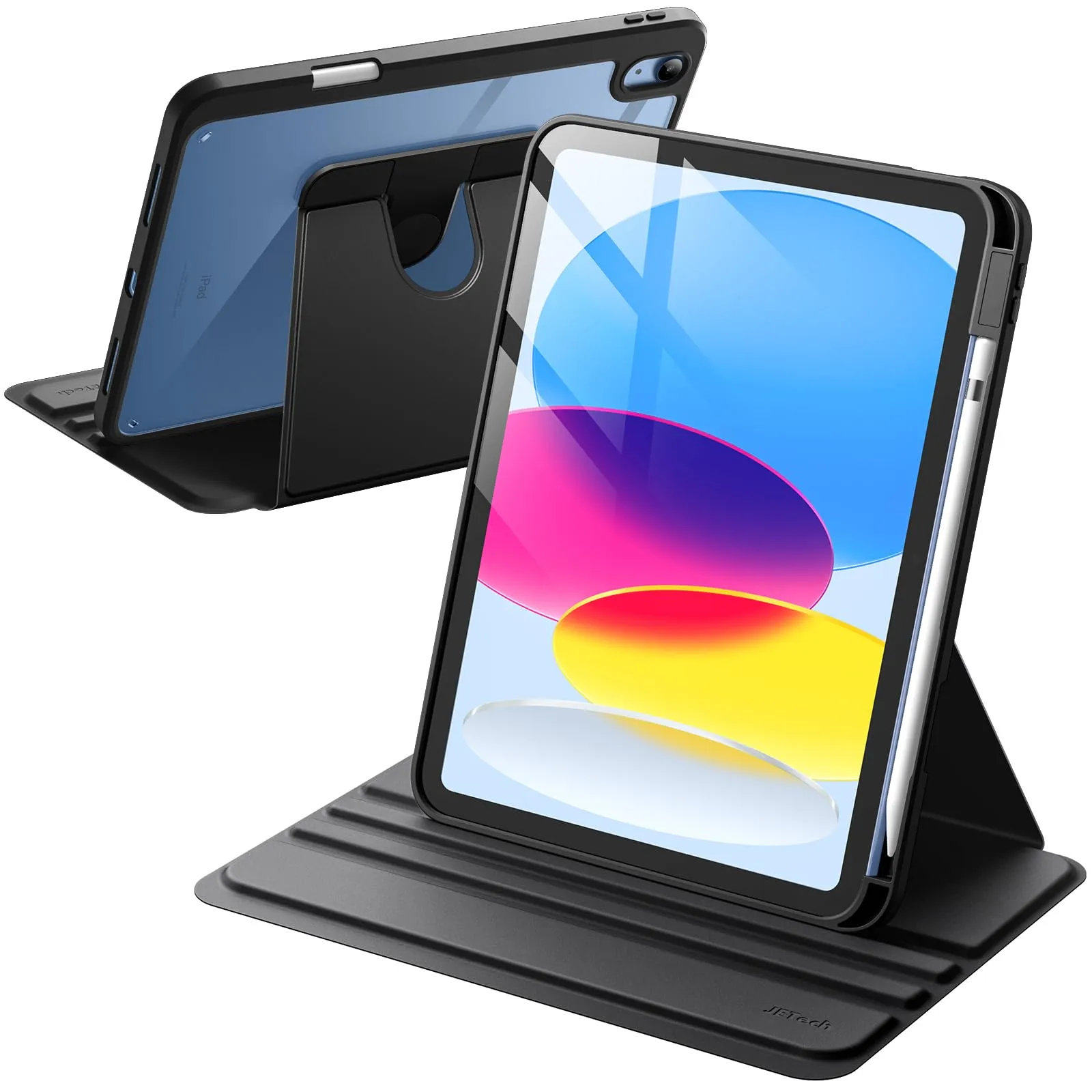 JETech Custodia Girevole per iPad 11ª/10ª Gen, Nero - immagine 1