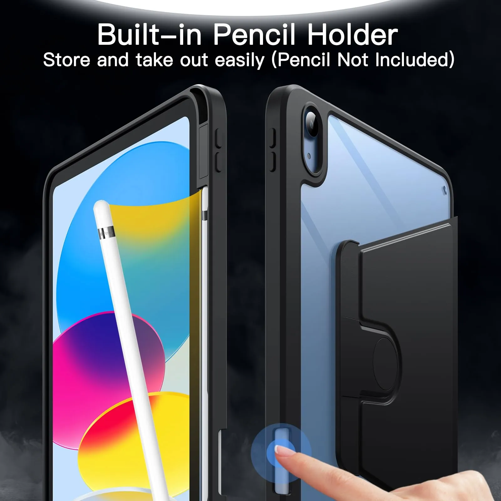 JETech Custodia Girevole per iPad 11ª/10ª Gen, Nero - immagine 5