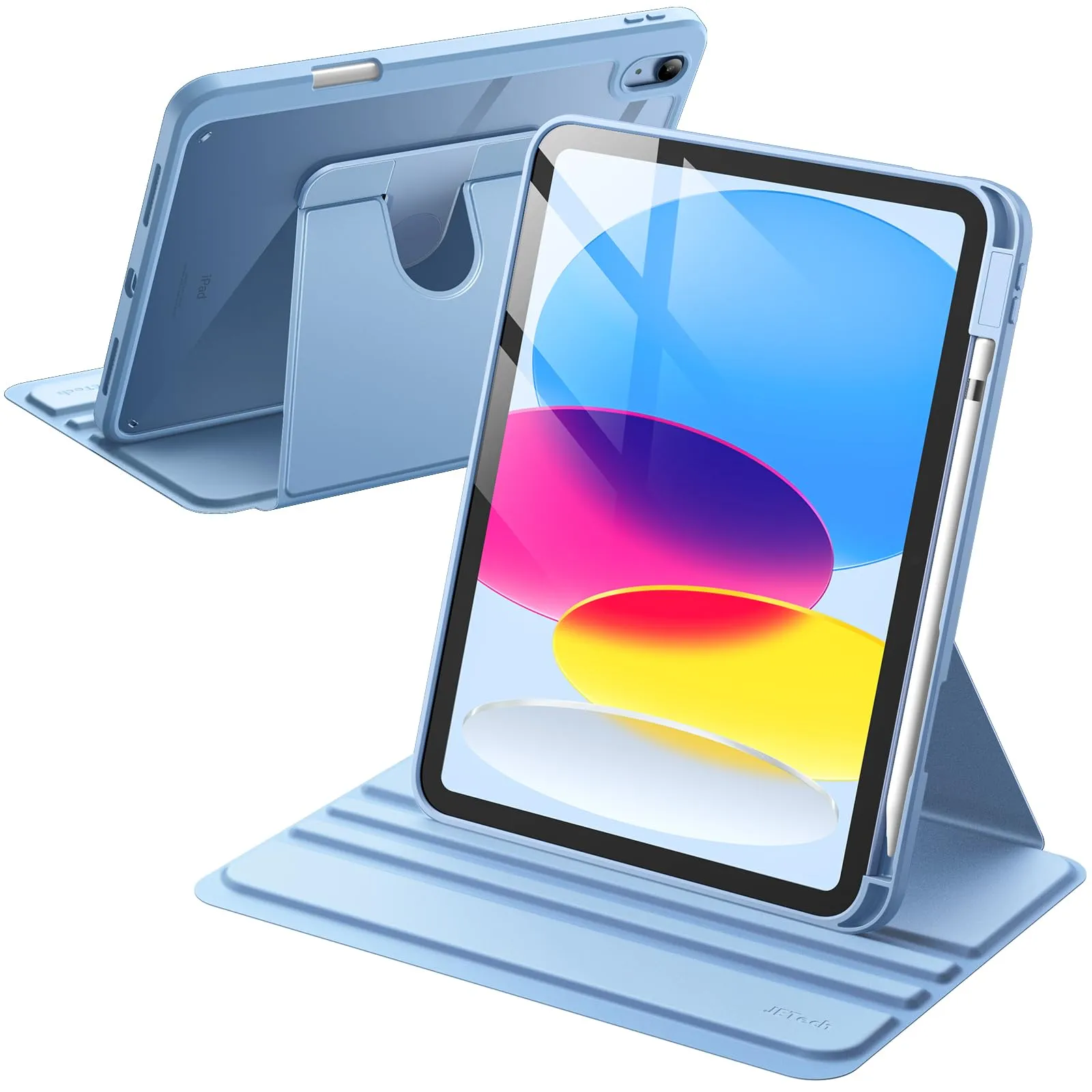JETech Custodia Girevole per iPad 11ª/10ª Gen, Blu - immagine 1