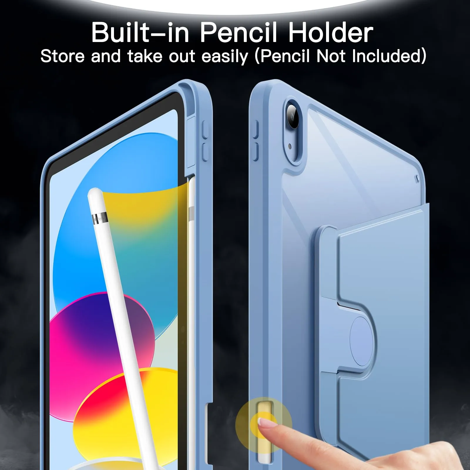 JETech Custodia Girevole per iPad 11ª/10ª Gen, Blu - immagine 5