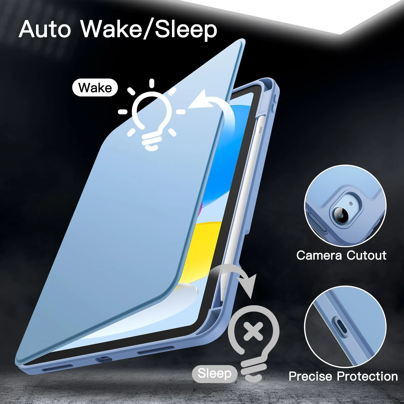 JETech Custodia Girevole per iPad 11ª/10ª Gen, Blu - immagine 6