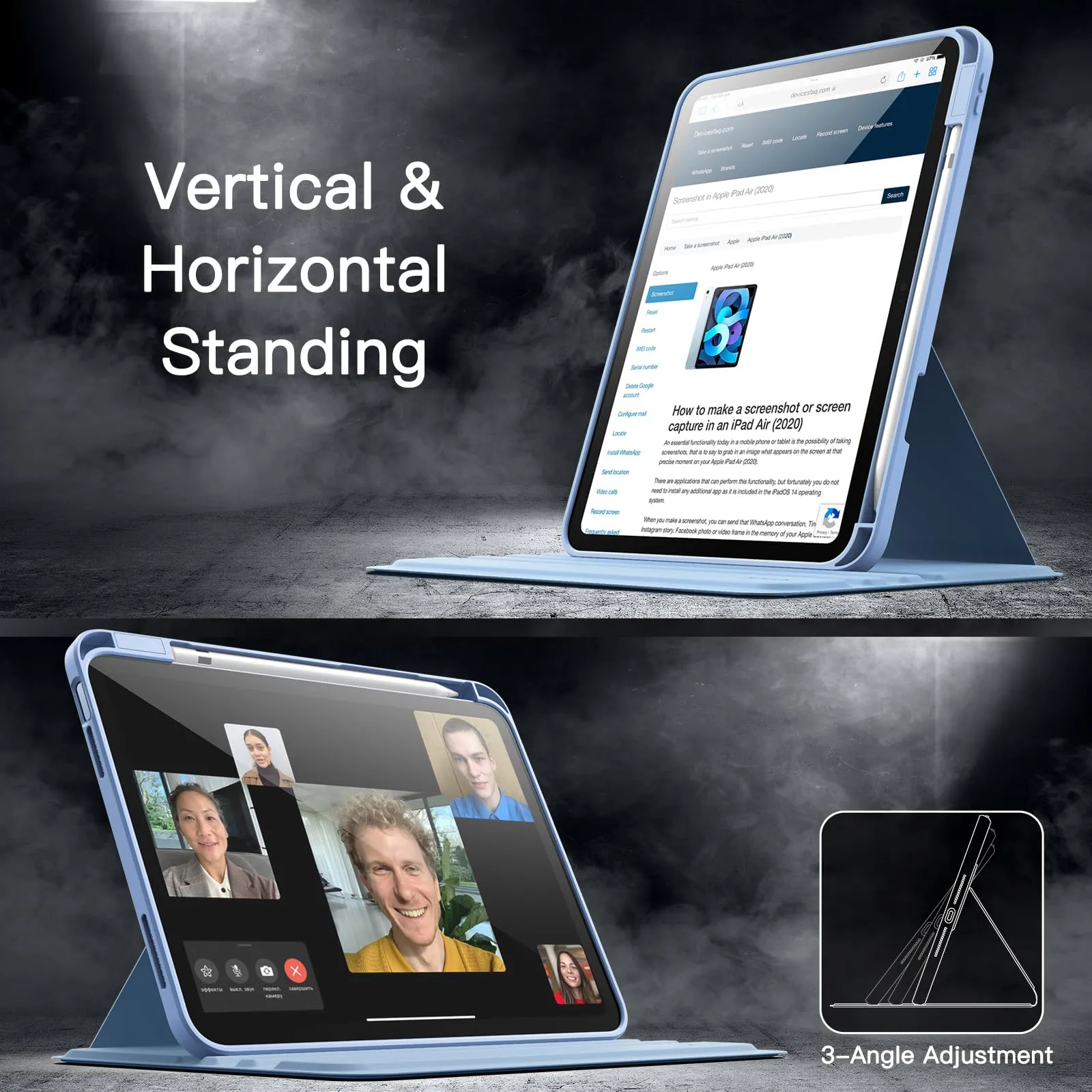 JETech Custodia Girevole per iPad 11ª/10ª Gen, Blu - immagine 7