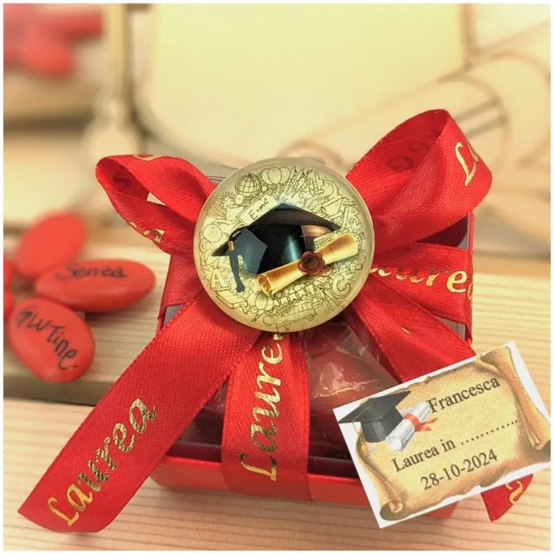 Decoraparty Nastro Doppio Raso Rosso con Scritta Laurea Oro, 15 mm x 25 mt - immagine 8