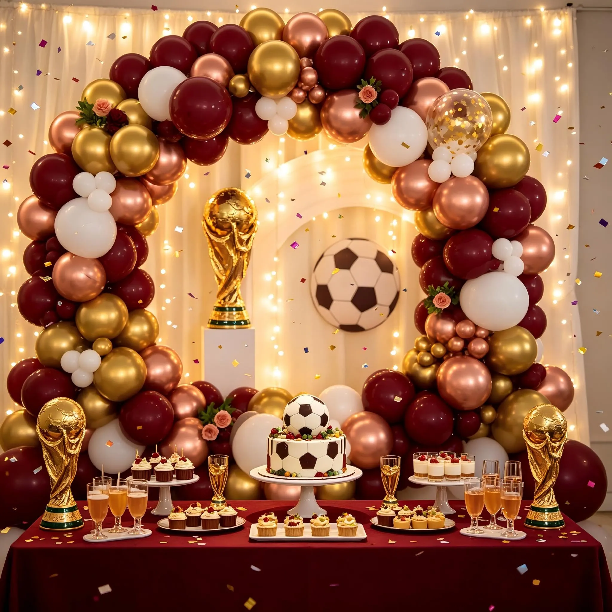 Balloon Garland Kit Arco Palloncini Bordeaux, Oro, Bianco, 137 Pezzi - immagine 8