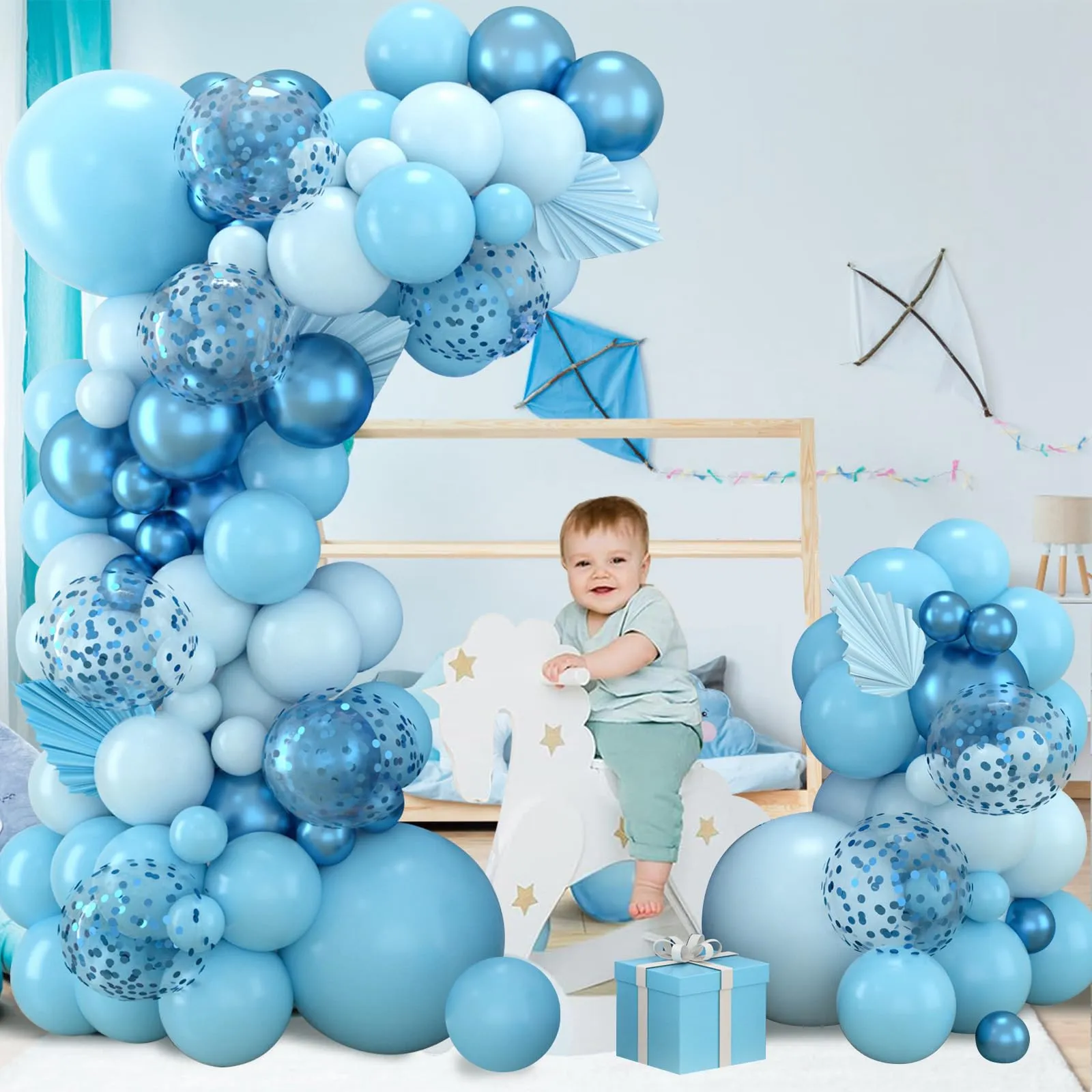 Balloon Garland Kit Arco Palloncini Blu, 110 Pezzi, Ghirlanda con Palloncini Metallizzati e Coriandoli - immagine 5