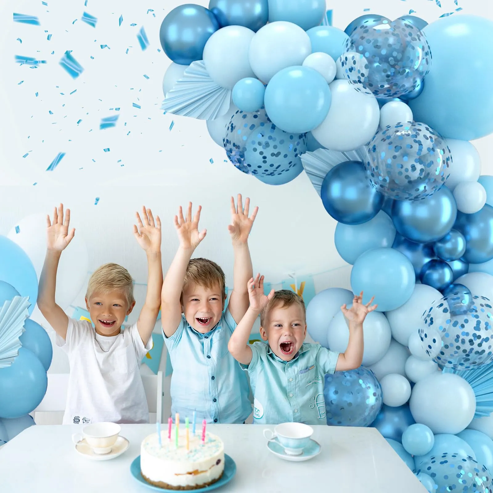 Balloon Garland Kit Arco Palloncini Blu, 110 Pezzi, Ghirlanda con Palloncini Metallizzati e Coriandoli - immagine 6