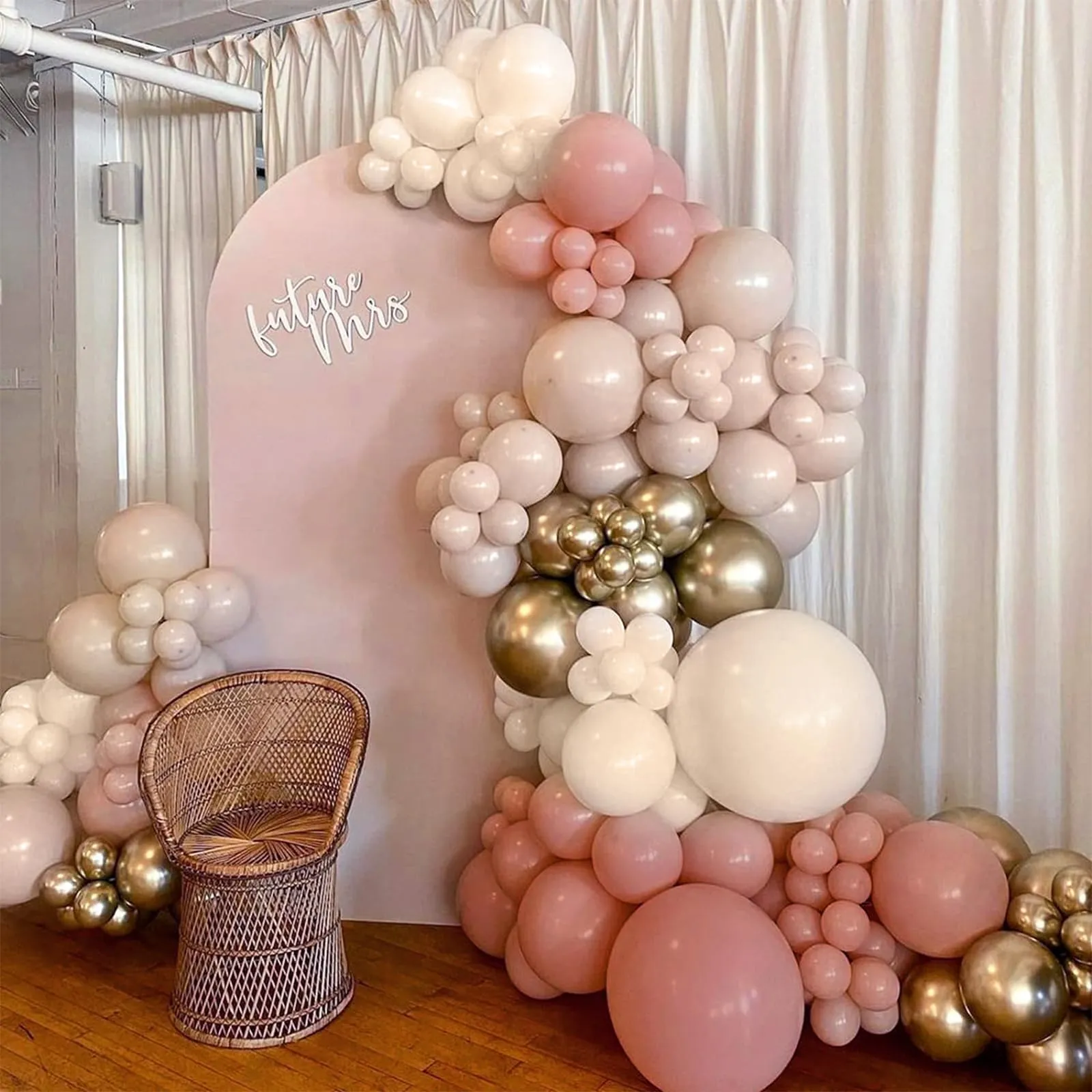Balloon Garland Kit Arco di Palloncini Oro Rosa Retro e Albicocca, 110 Pezzi - immagine 3