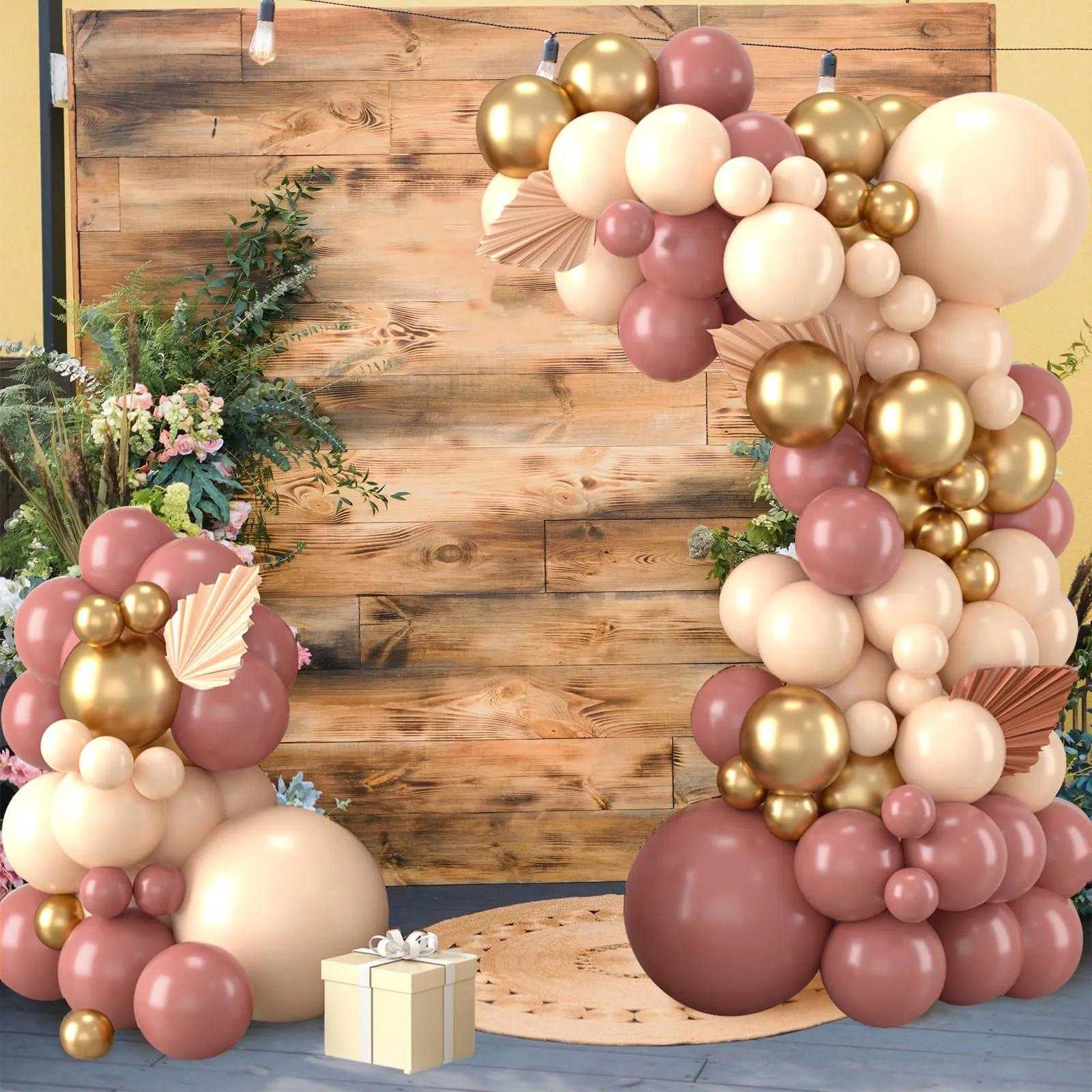 Balloon Garland Kit Arco di Palloncini Oro Rosa Retro e Albicocca, 110 Pezzi - immagine 9