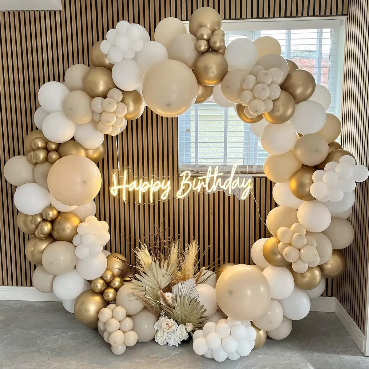 Balloon Garland Kit Arco Palloncini Sabbia Bianco Oro, 111 pezzi - immagine 3