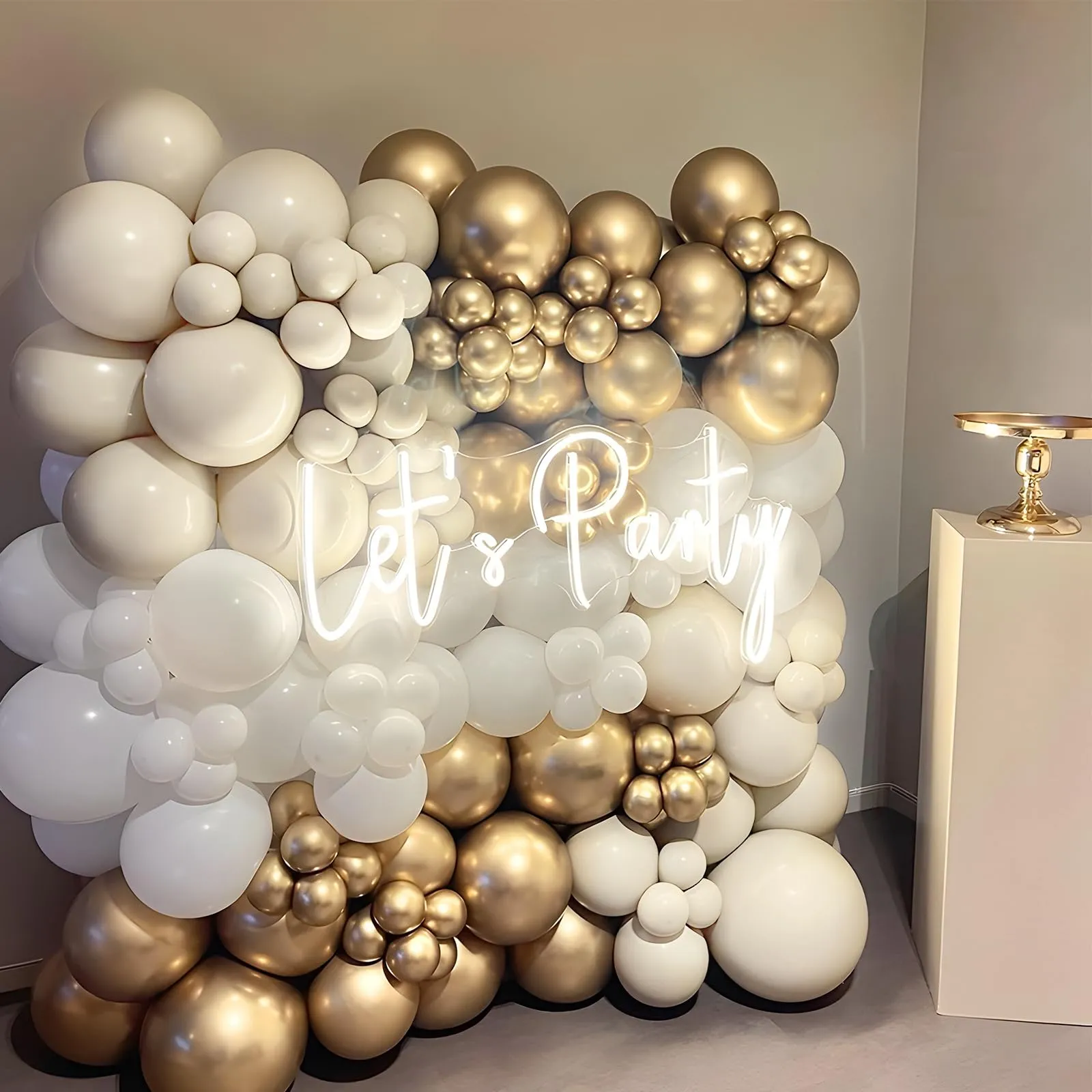 Balloon Garland Kit Arco Palloncini Sabbia Bianco Oro, 111 pezzi - immagine 4